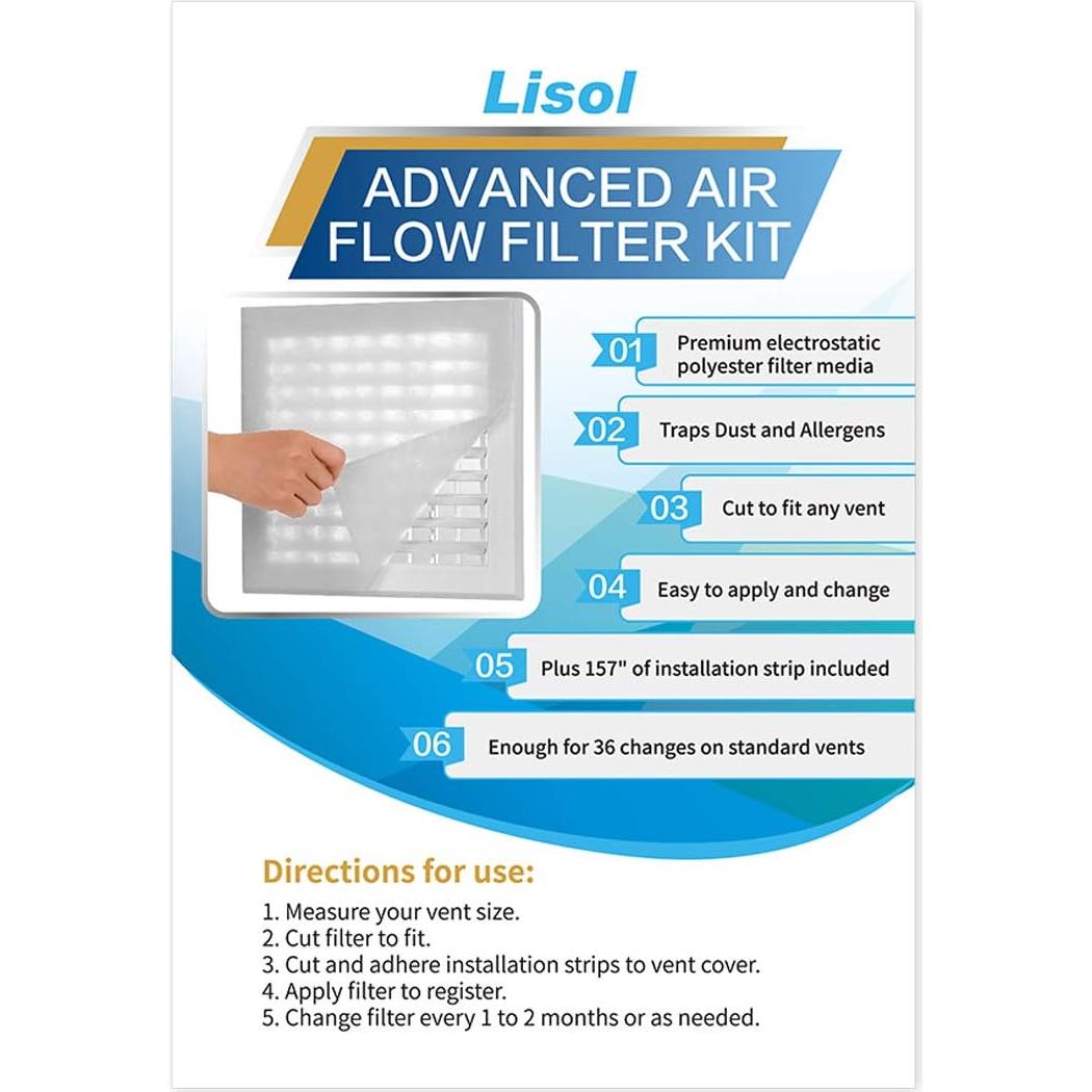 Kit de Filtros de Ventilación Lisol 248.92x45.72cm 36+ Filtros