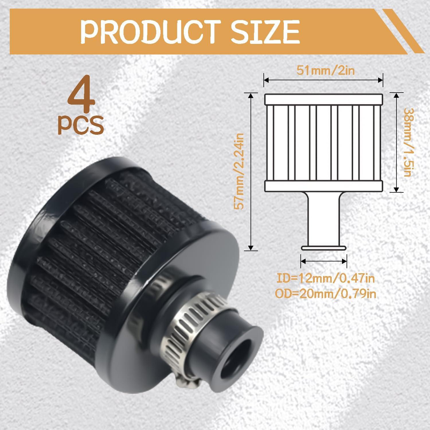 Filtro de Aire 12mm zDwfDc - 4 Piezas para Automóvil y Motocicleta