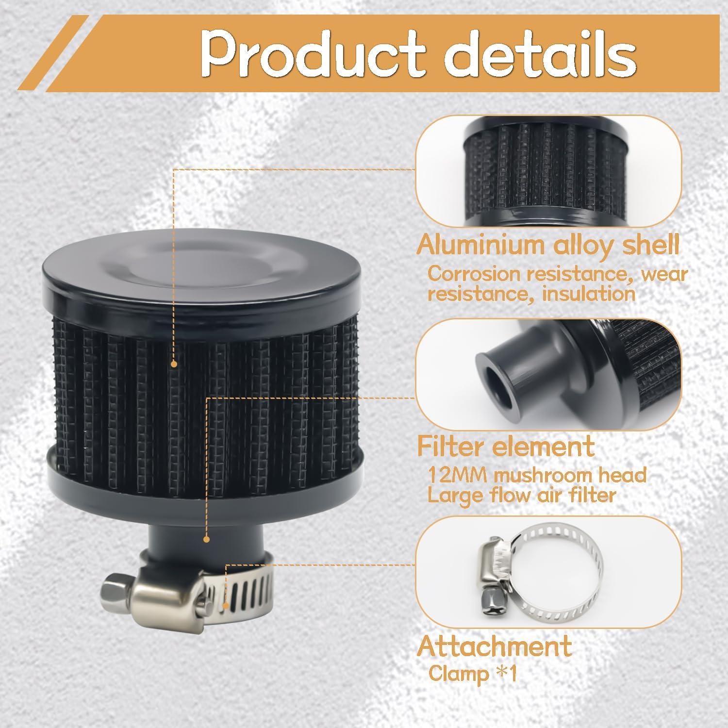 Filtro de Aire 12mm zDwfDc - 4 Piezas para Automóvil y Motocicleta