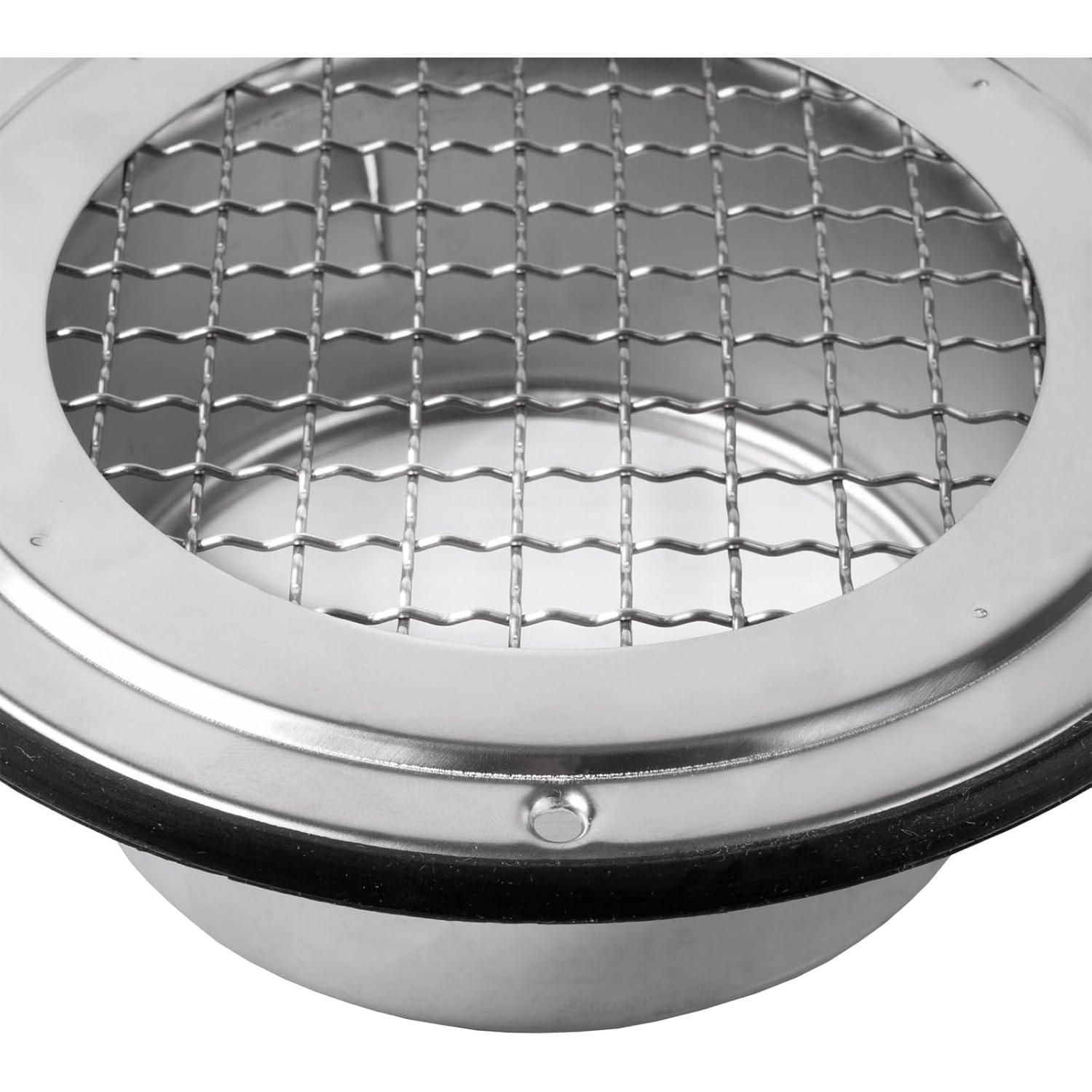 Repa Market 4" Inch Stainless Steel Soffit Vent Cover with Flange for HVAC Systems - Indoor-Outdoor, Intake-Exhaust Ventilation Guard with Rubber Gasket Seal - Duct Cover with Steel Mesh Screen