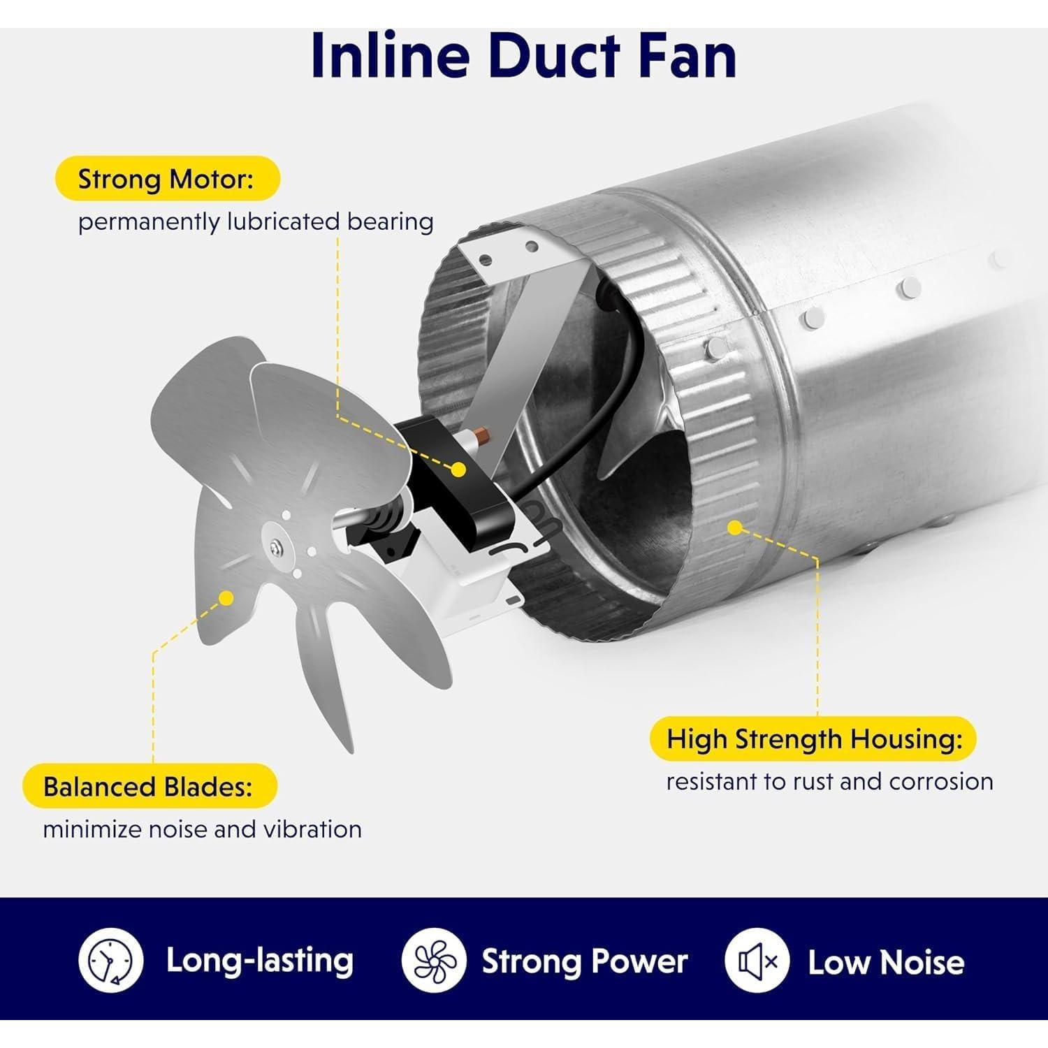 Ventilador de Conducto Inline iPower 4" 100 CFM Bajo Ruido