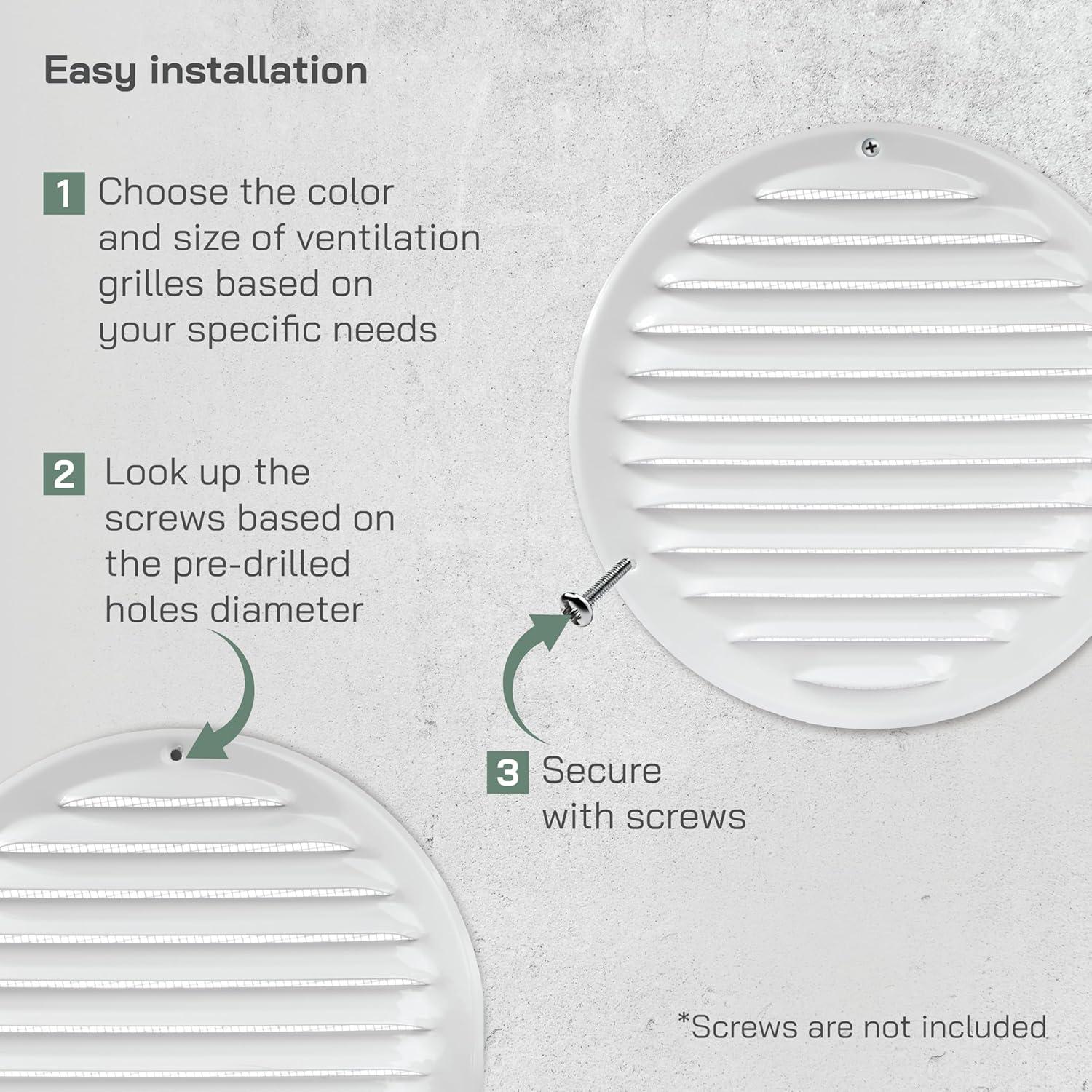 Rejilla de Ventilación Redonda 6" Vent Systems - Paquete de 2 - Blanco