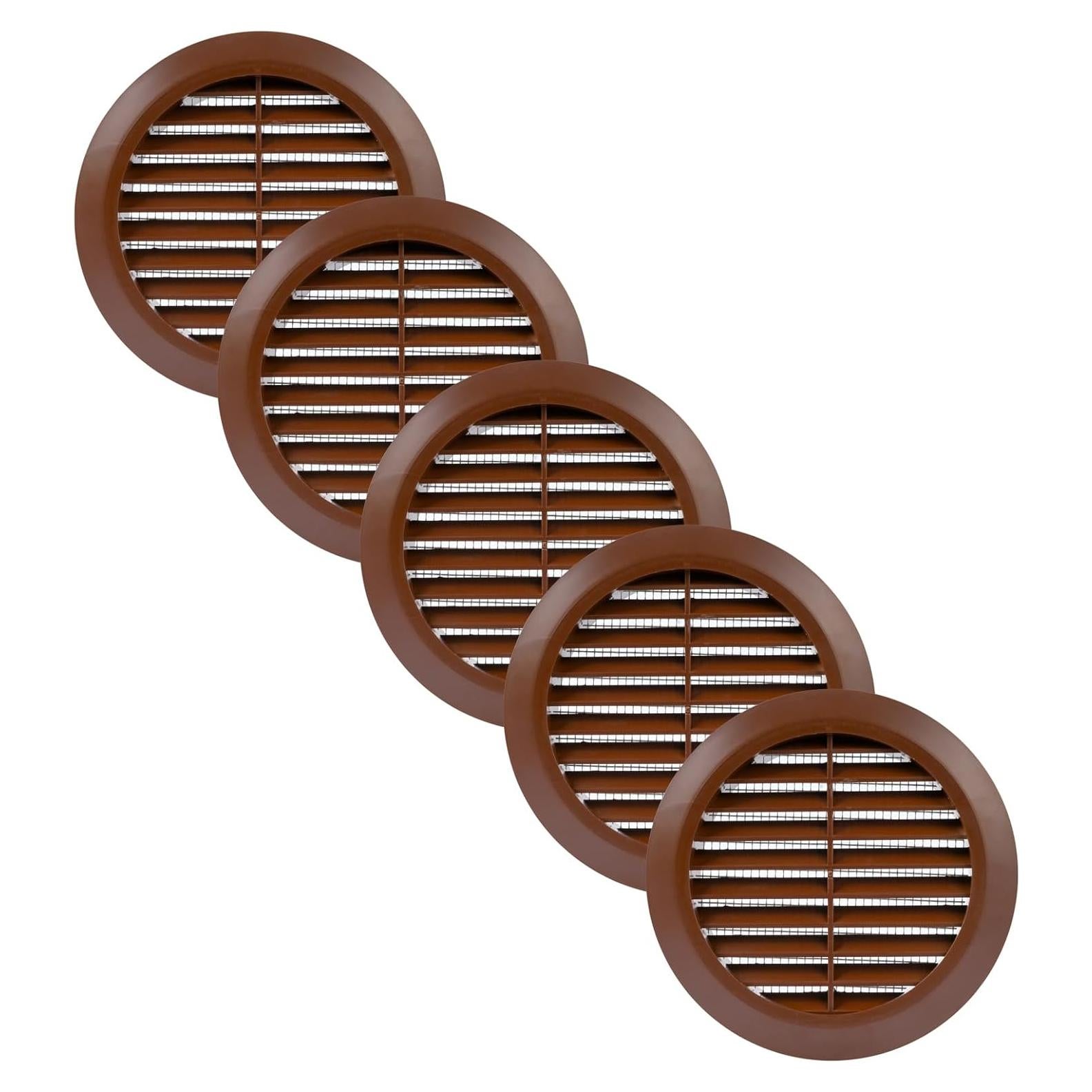 Rejillas de Ventilación Redondas 10.16 cm Marrón - Paquete de 5