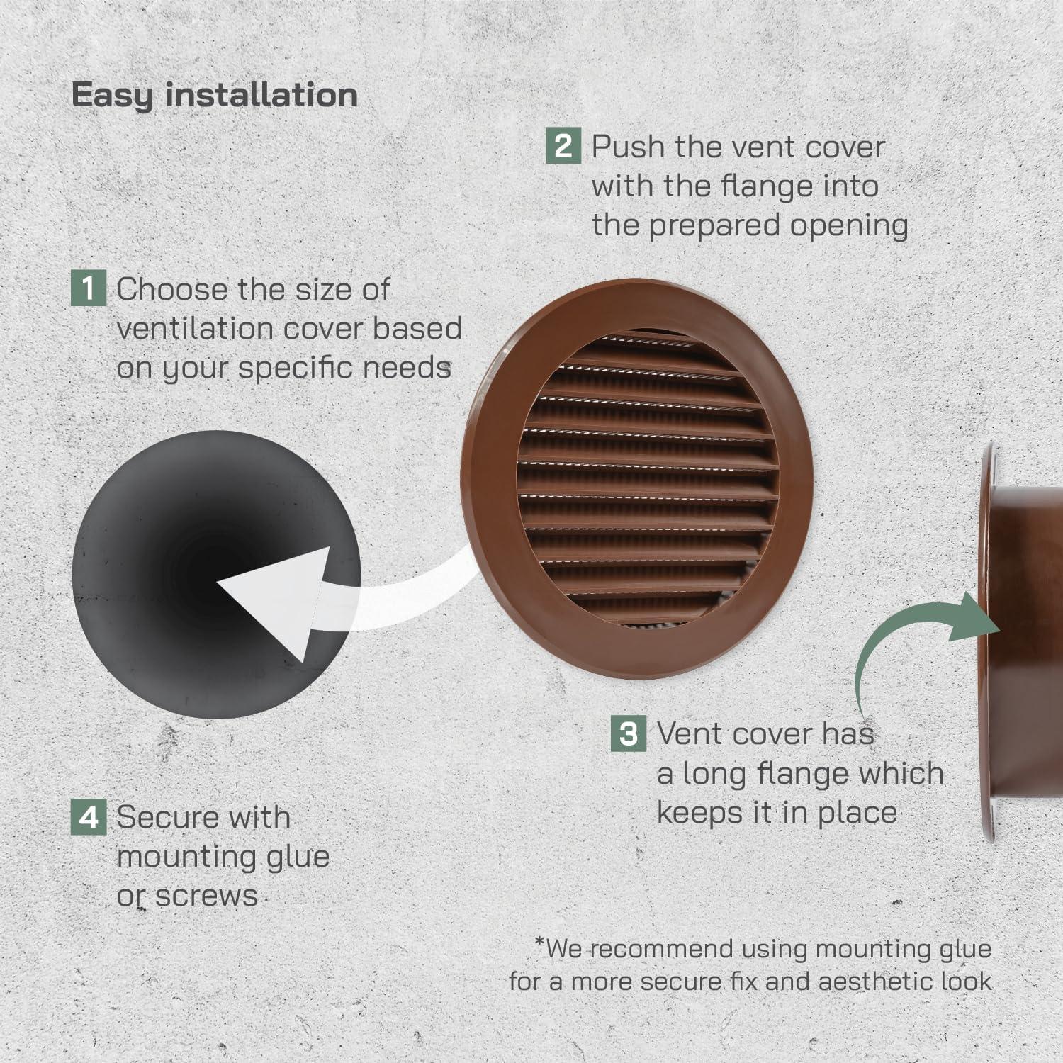 Cubiertas de Ventilación Soffit 10.16 cm Marrón - Paquete de 5