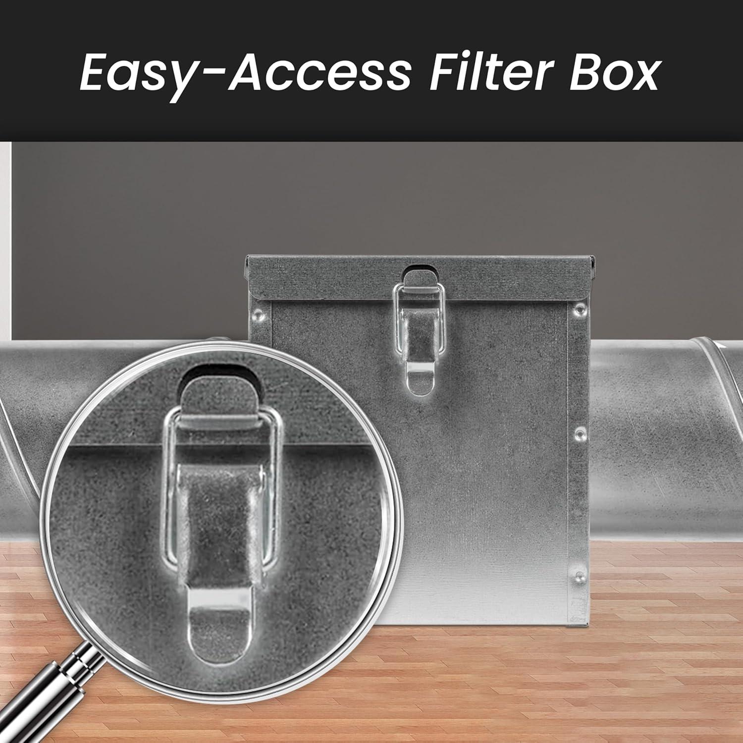 Repa Market 4" Duct Air Filter Box – Galvanized Steel Inline Dryer Filter Housing for Round Duct - EPDM Rubber Gaskets – Easily Serviceable Lint Trap – Intake Ventilation, Home Improvement