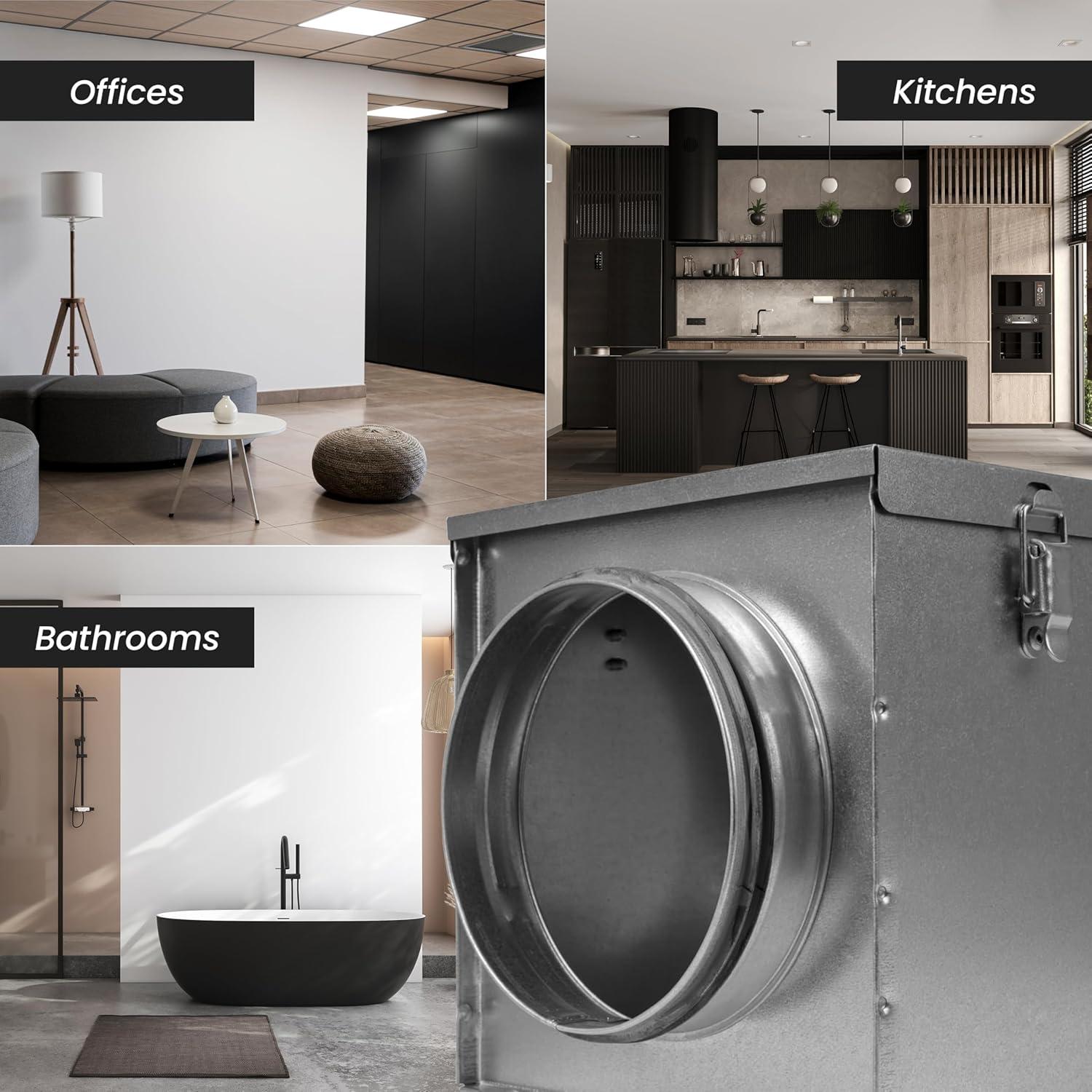 Repa Market 4" Duct Air Filter Box – Galvanized Steel Inline Dryer Filter Housing for Round Duct - EPDM Rubber Gaskets – Easily Serviceable Lint Trap – Intake Ventilation, Home Improvement