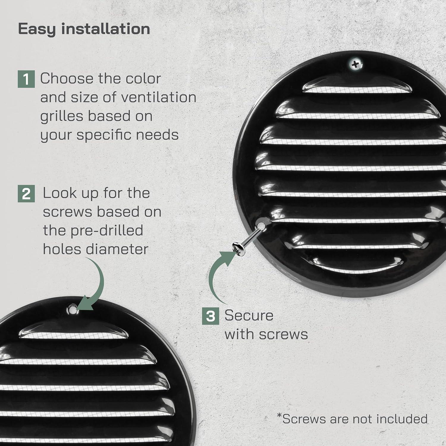 Cubierta de Ventilación Soffit Negra 10.16 cm - Paquete de 5