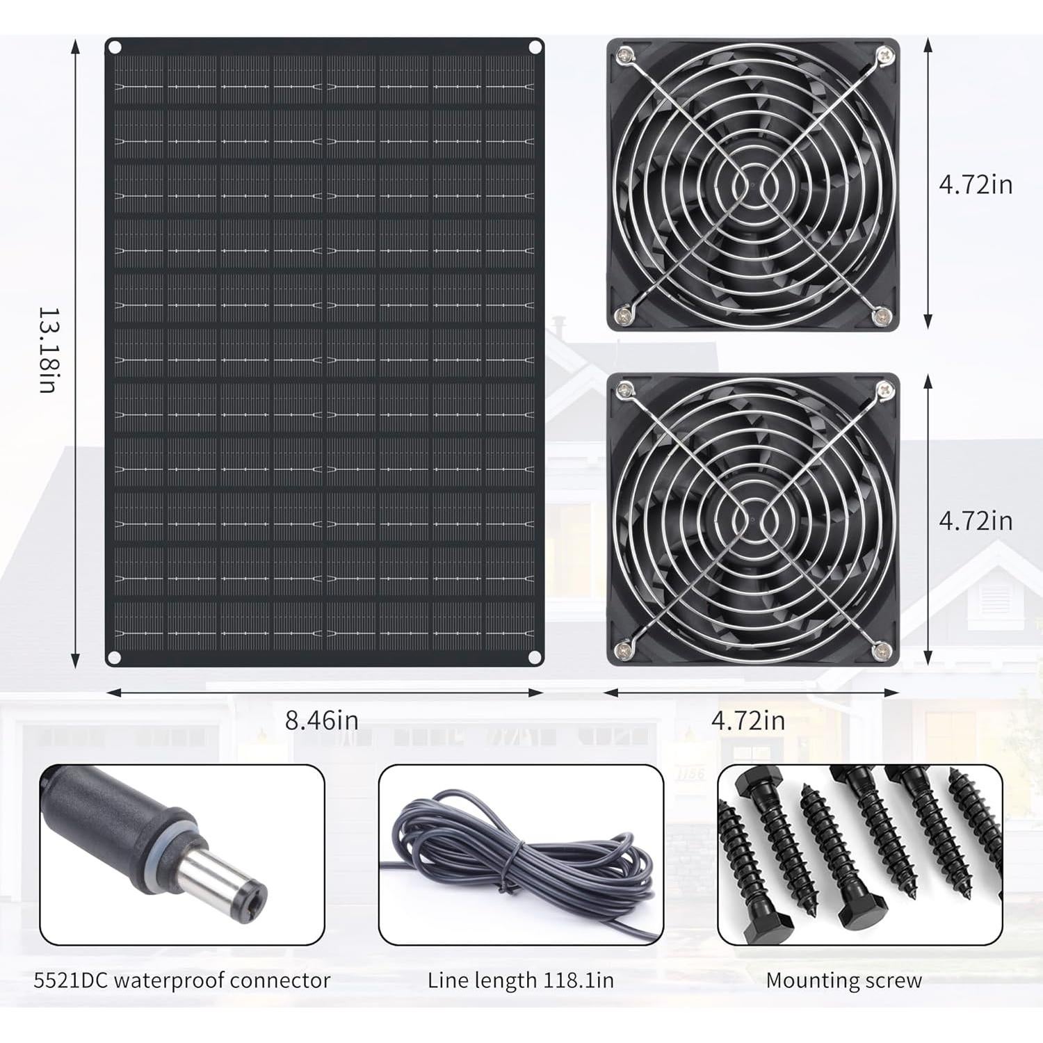 Ventilador Solar DFTIM 15W Monocristalino Impermeable 23.8x17.2cm