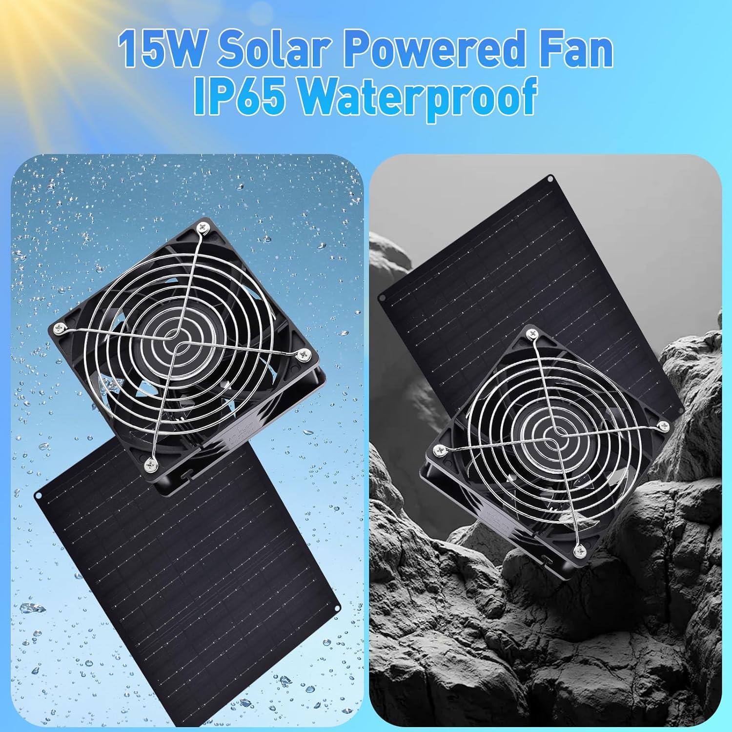 Ventilador Solar HASDSAGY 15W para Invernaderos y Exteriores
