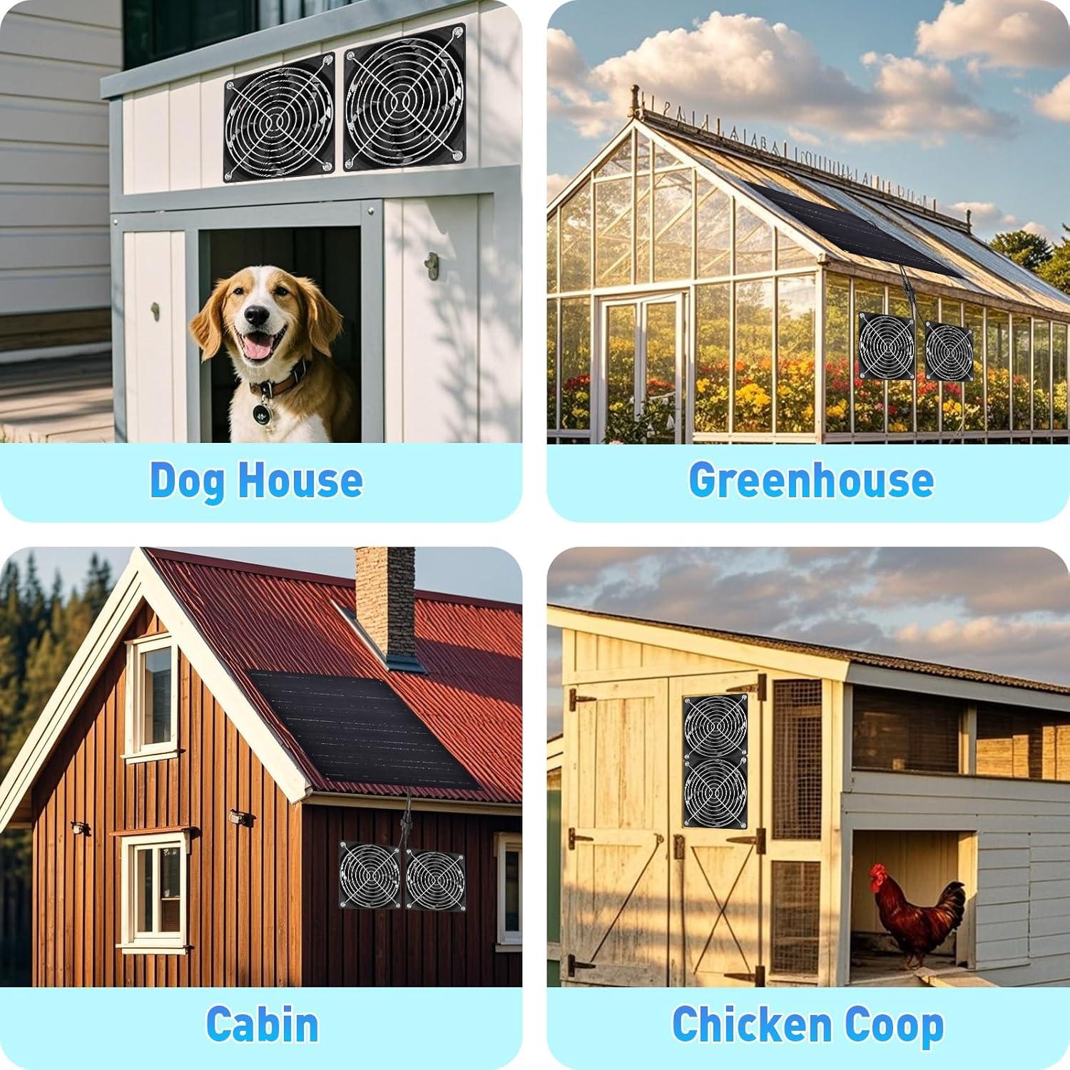 Ventilador Solar HASDSAGY 15W para Invernaderos y Exteriores