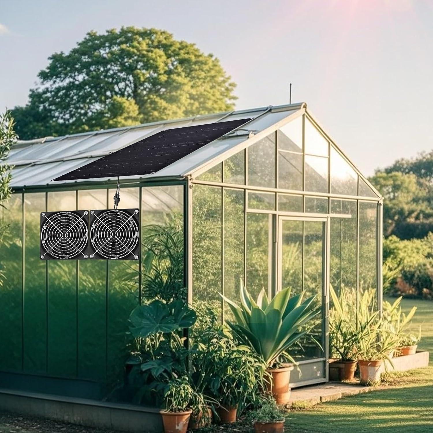 Ventilador Solar HASDSAGY 15W para Invernaderos y Exteriores