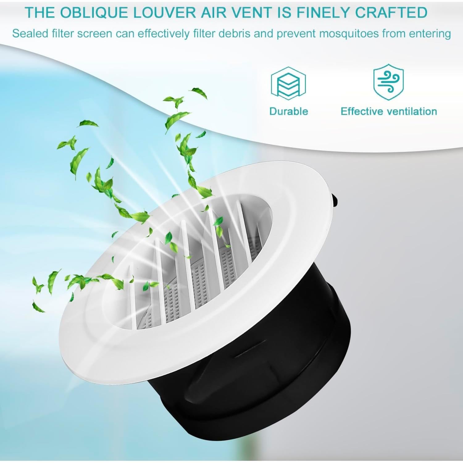 Rejillas de Soffit Negras 4 Pulgadas - 2 Pcs Ventilación ABS