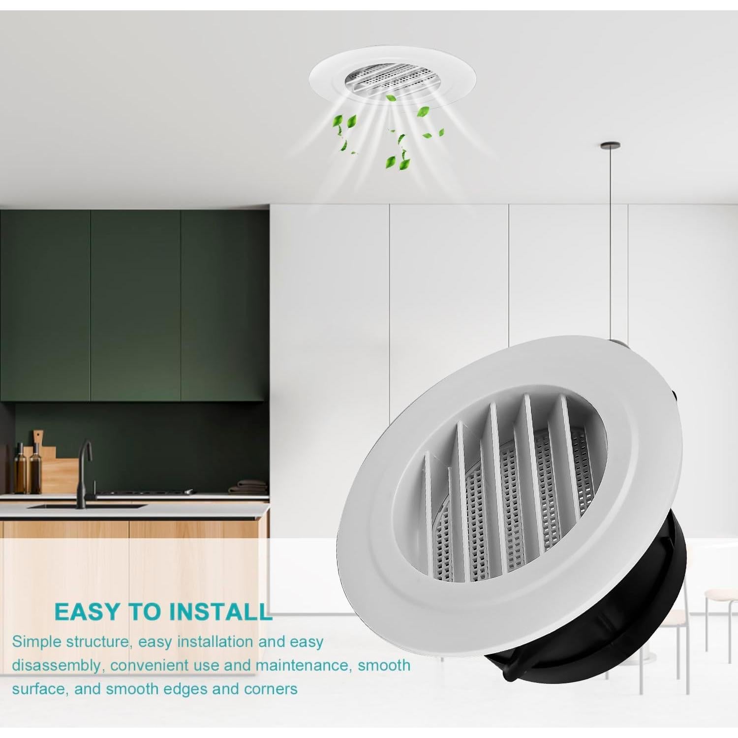 Rejillas de Soffit Negras 4 Pulgadas - 2 Pcs Ventilación ABS