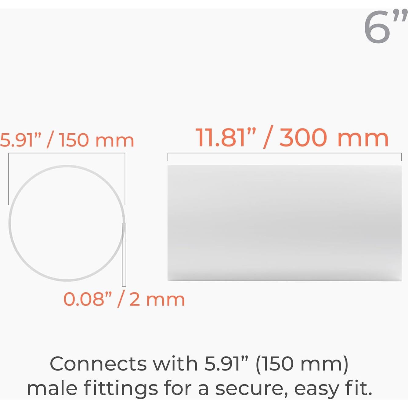 Conducto de Ventilación Redondo Recto 15 cm x 30 cm Plástico HVAC OV