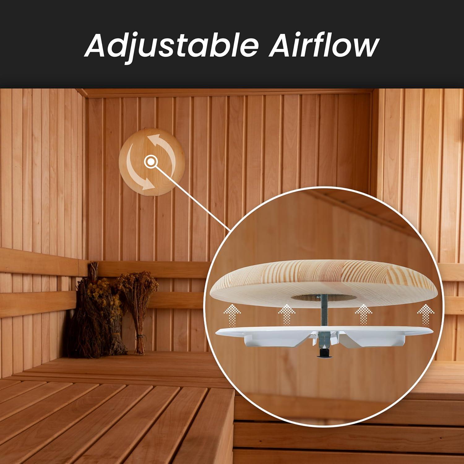 Repa Market ø4" Inch Wooden Air Diffuser - Adjustable Pine Tree Sauna Air Vent Cover - Round Wood Air Intake, Supply and Exhaust Indoor Ventilation Deflector - Round Ducting, Home, Sauna Accessories