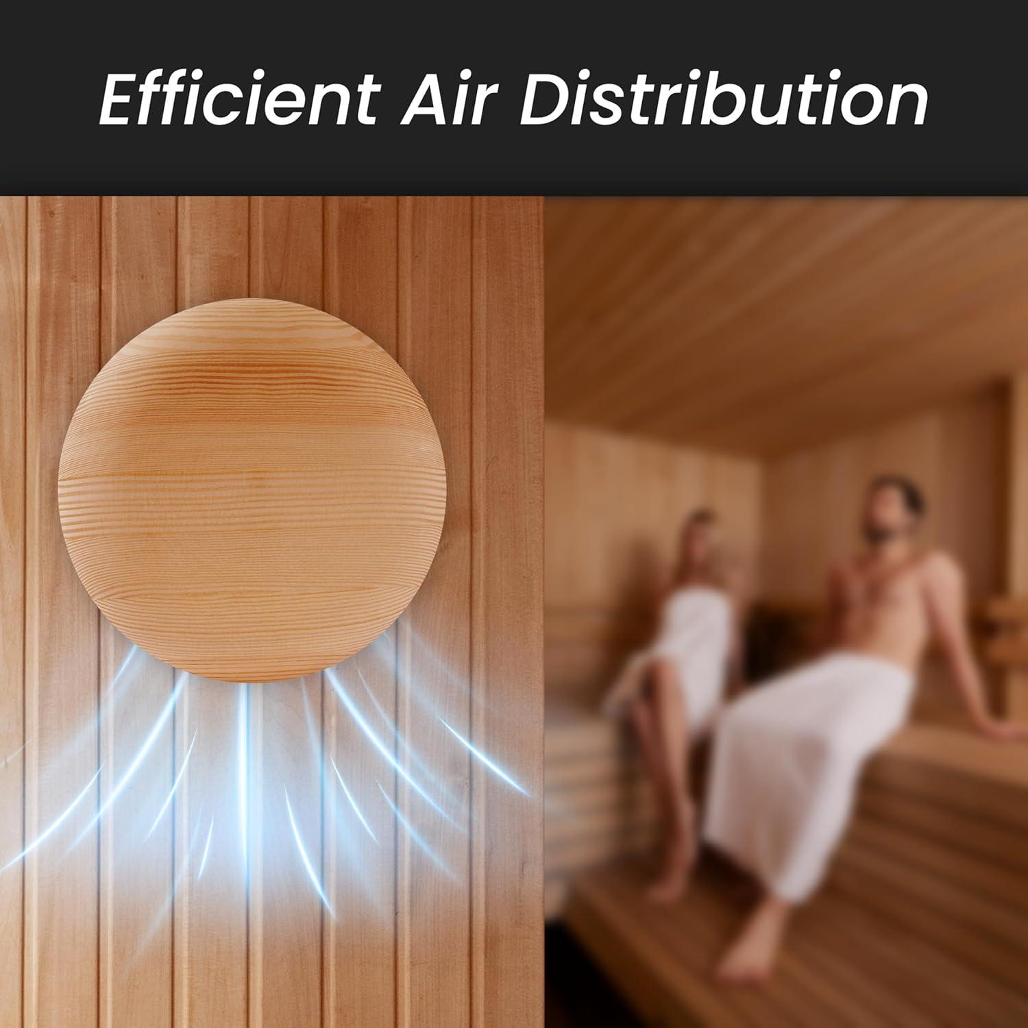 Repa Market ø4" Inch Wooden Air Diffuser - Adjustable Pine Tree Sauna Air Vent Cover - Round Wood Air Intake, Supply and Exhaust Indoor Ventilation Deflector - Round Ducting, Home, Sauna Accessories