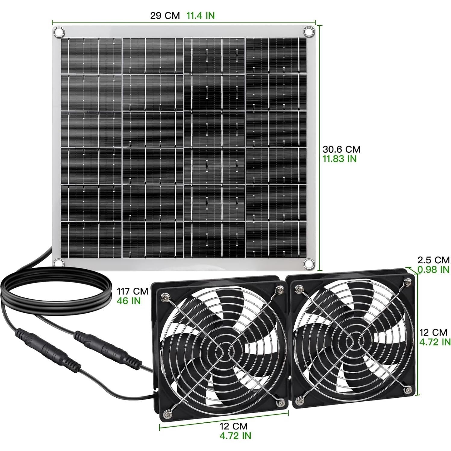 Ventilador Solar ZINIKIF 15W Doble IP67 para Invernaderos