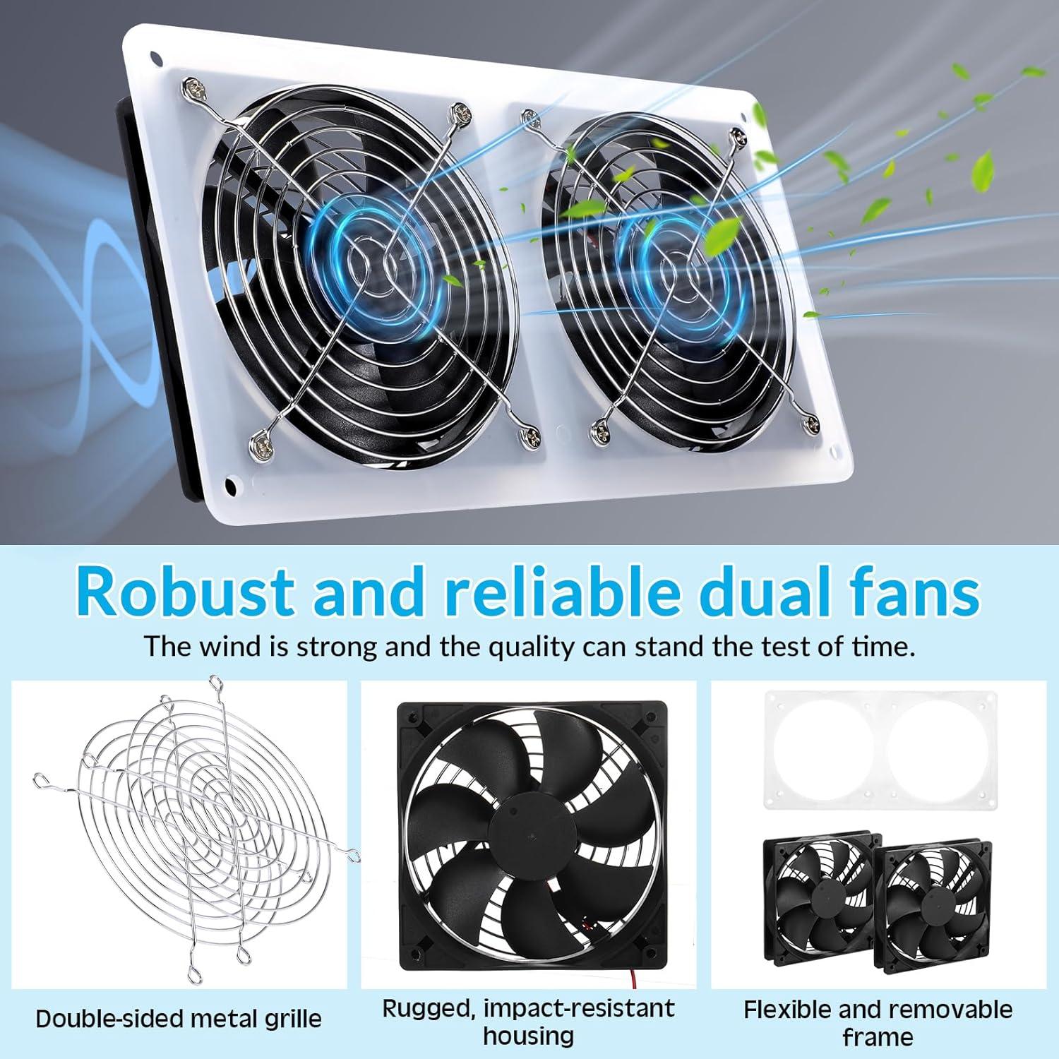 Kit Ventilador Solar Glooglitter 10W Doble para Invernadero