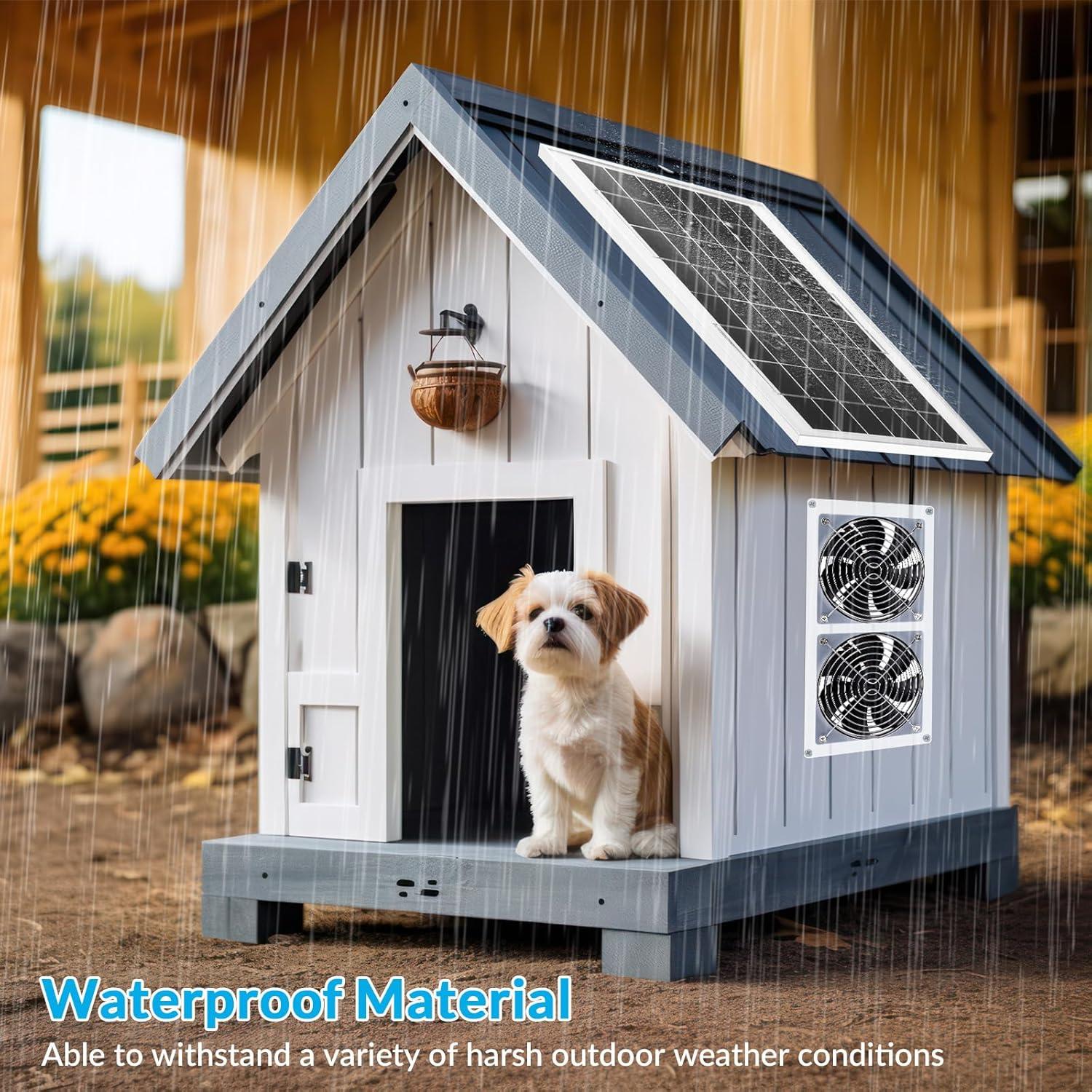 Kit Ventilador Solar Glooglitter 10W Doble para Invernadero