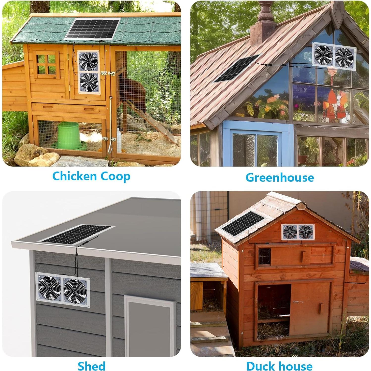 Kit Ventilador Solar Glooglitter 10W Doble para Invernadero