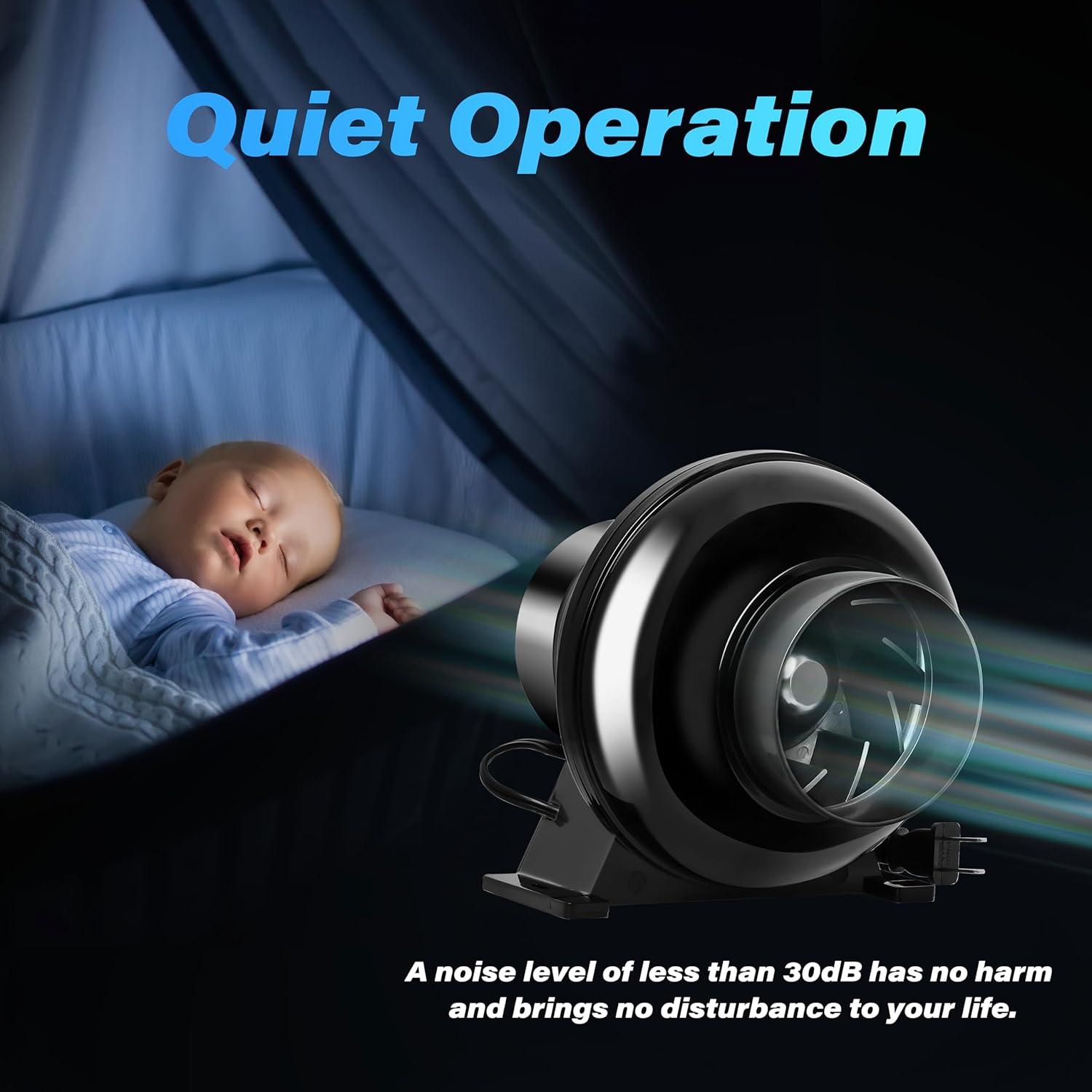 Ventilador de Conducto Inline HealSmart 10.16 cm 195 CFM Silencioso