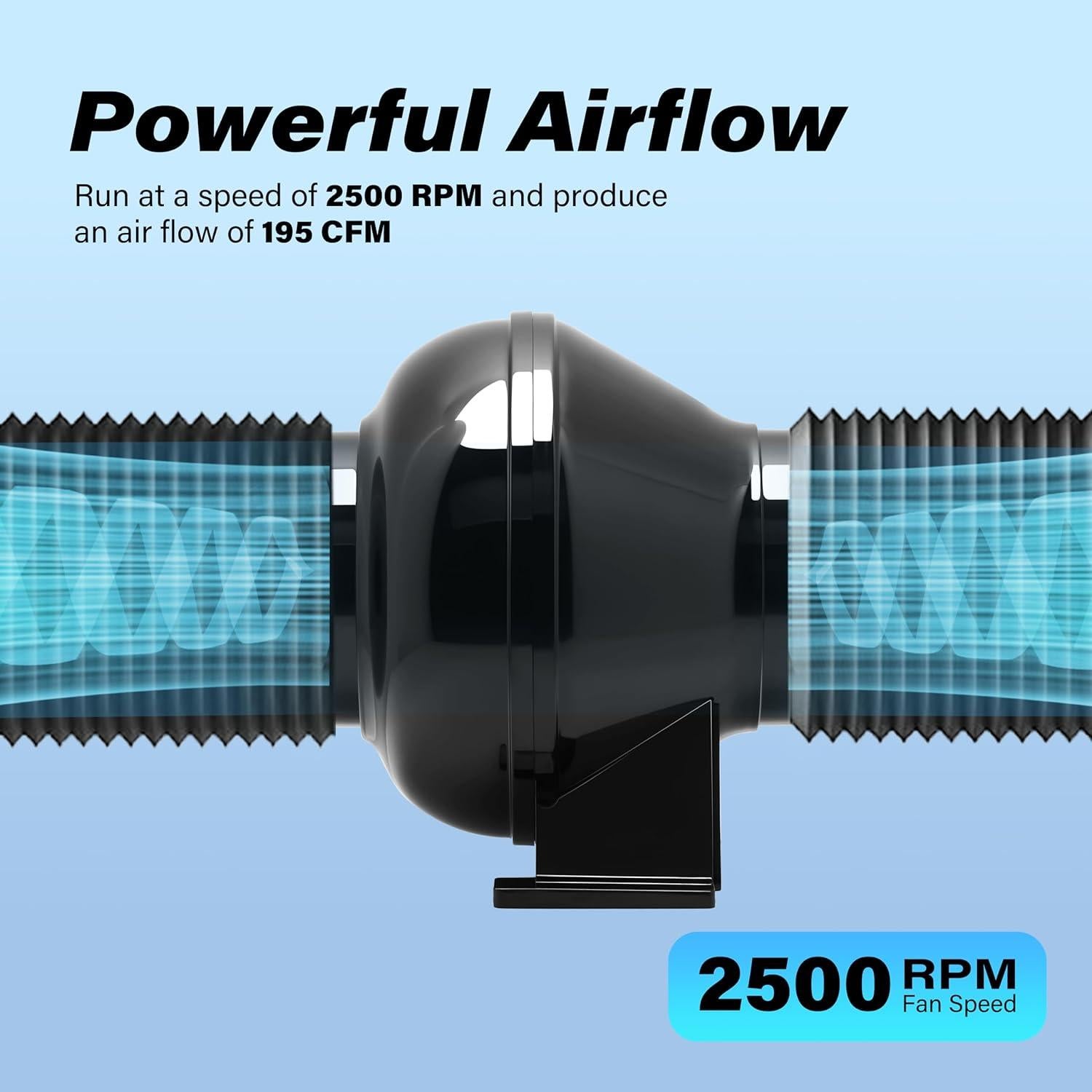 Ventilador de Conducto Inline HealSmart 10.16 cm 195 CFM Silencioso