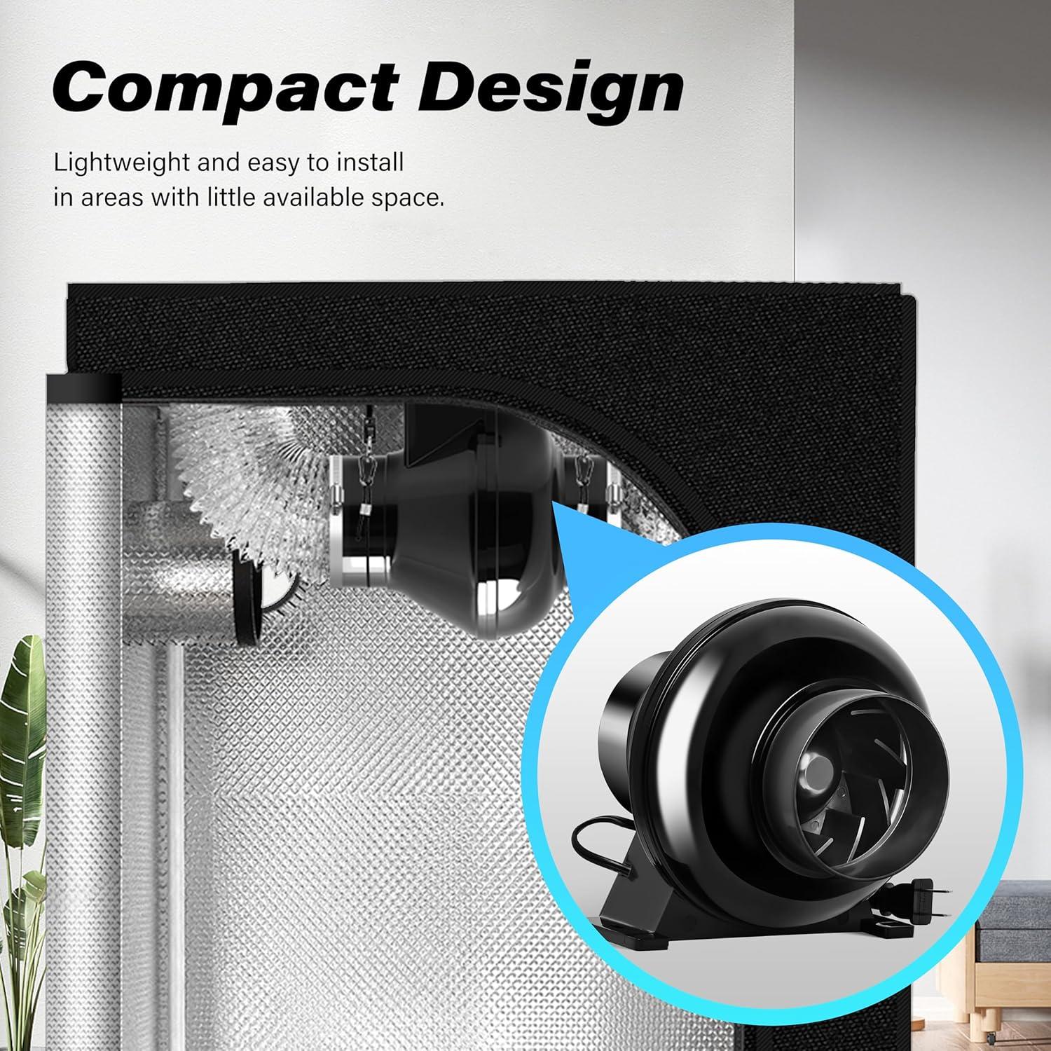 Ventilador de Conducto Inline HealSmart 10.16 cm 195 CFM Silencioso