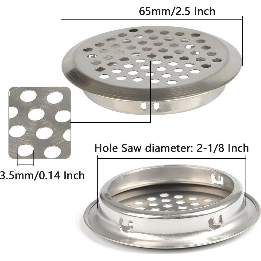20 Ventilaciones Circulares de Acero Inoxidable 53mm FOCCTS