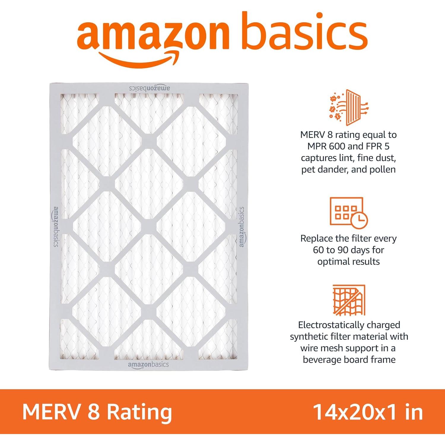 Filtros de Aire Amazon Basics MERV 8 34.9x50.2x1.9 cm Paquete de 6