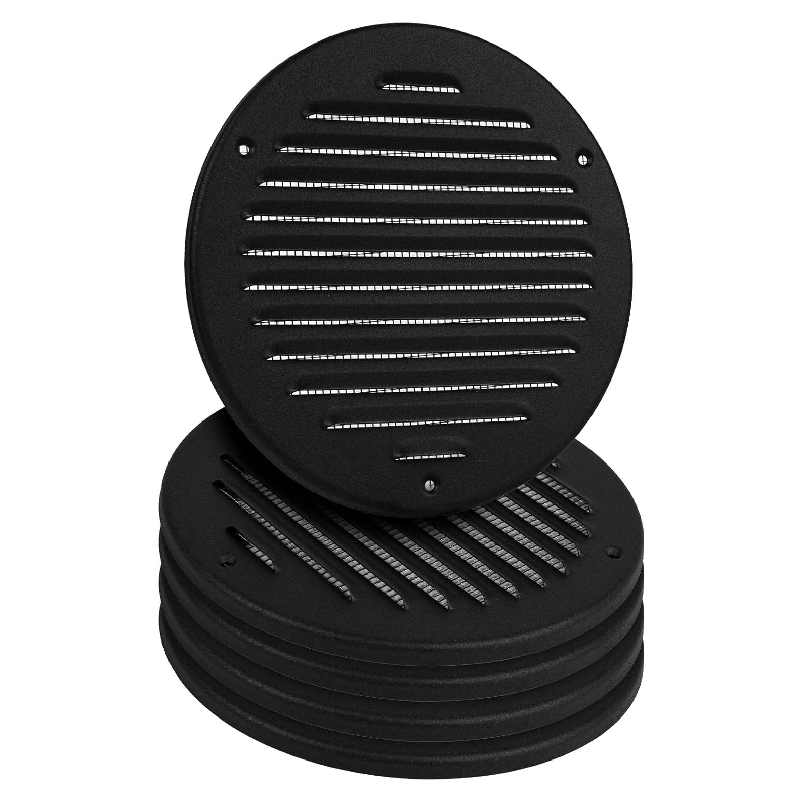 Cubierta de Ventilación Redonda 18.5cm Acero Inoxidable Negro - 5 Pzas