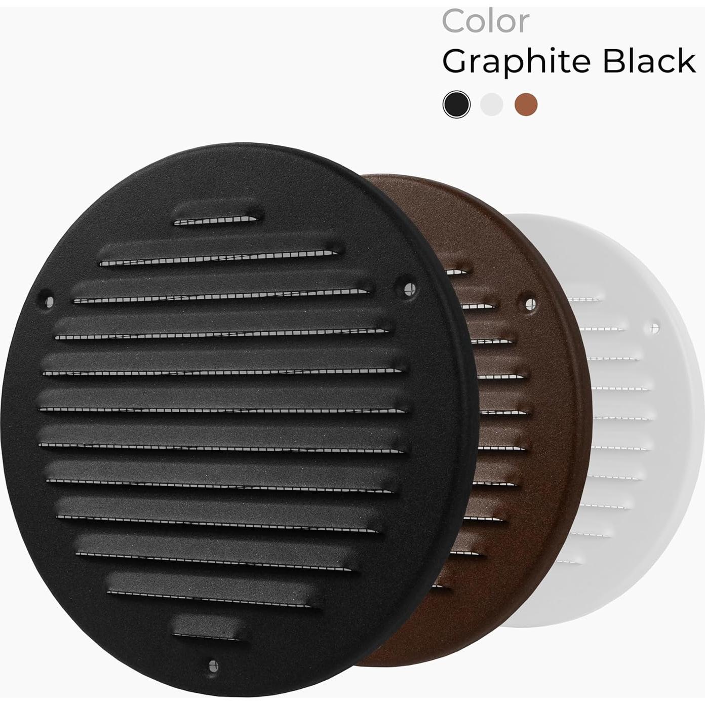 Cubierta de Ventilación Redonda 18.5cm Acero Inoxidable Negro - 5 Pzas