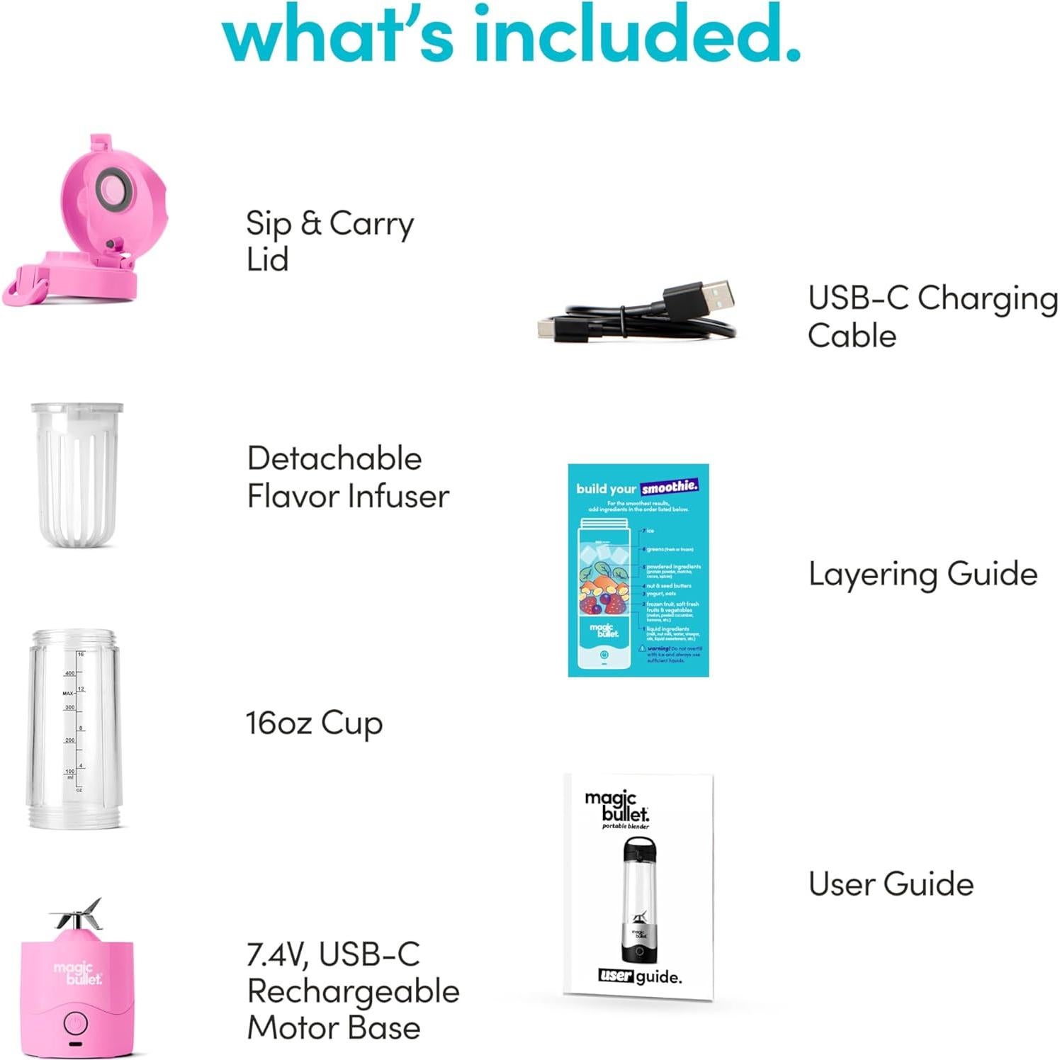 Licuadora portátil NutriBullet MBPB50100FP 473 ml rosa