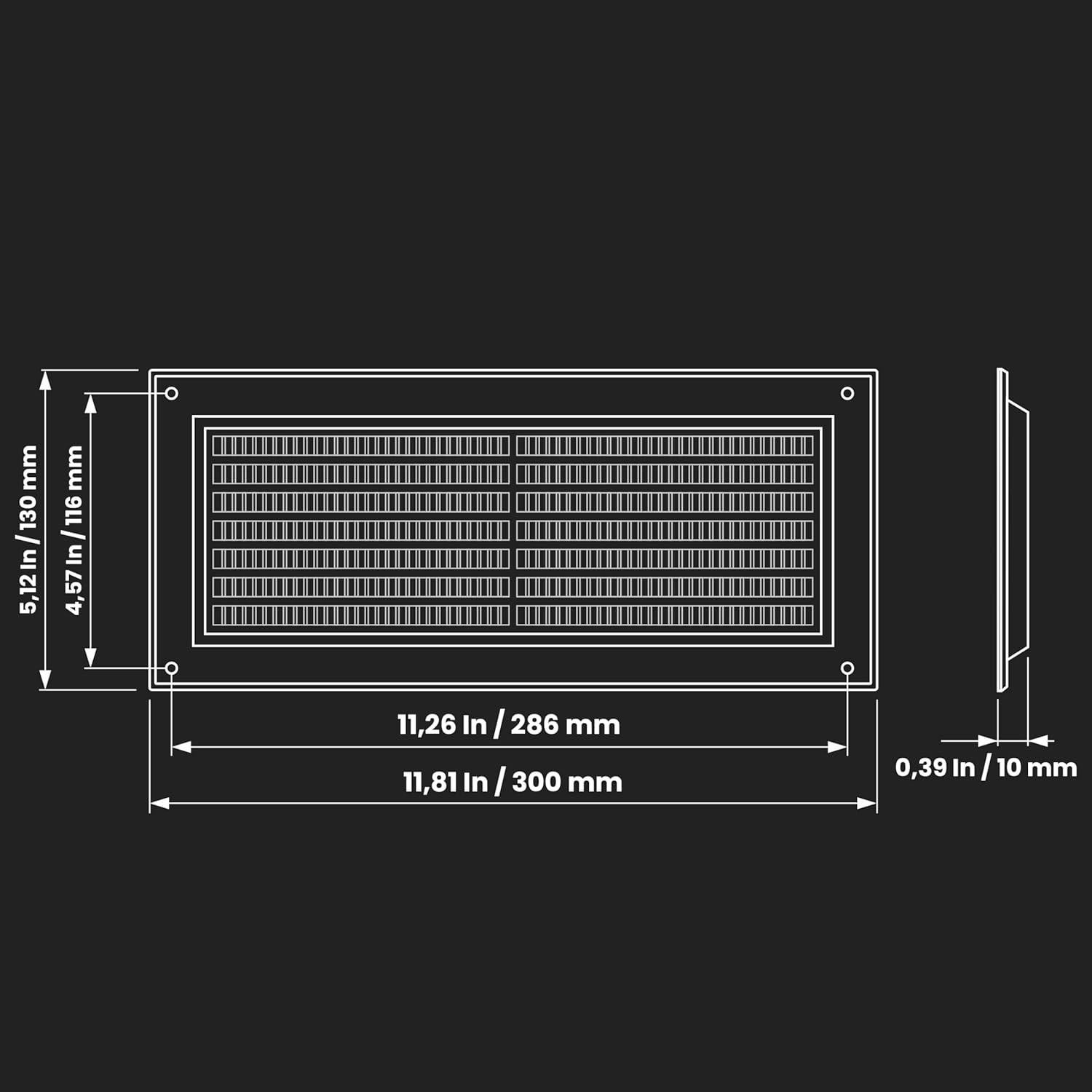 Rejilla de Ventilación Rectangular Repa Market 7.62x25.4cm