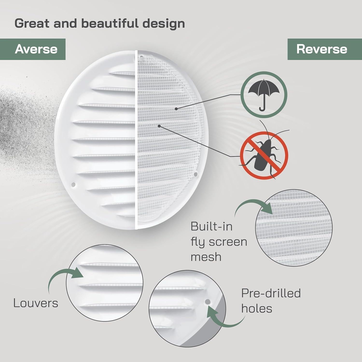Cubierta de Ventilación Redonda 5" Blanca Vent Systems - Paquete de 5