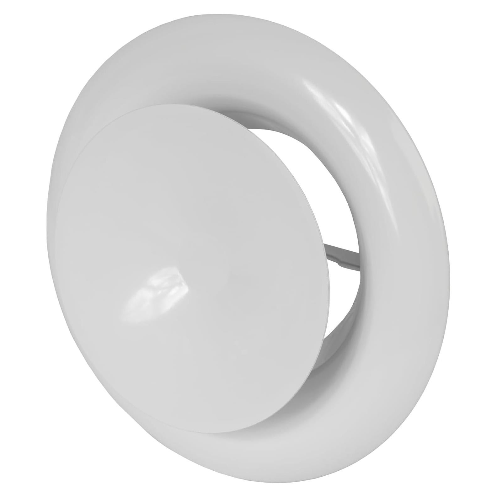 Repa Market ø4" Inch White Steel Air Supply Diffuser - Adjustable Valve for Optimal Airflow - Quiet Air Intake - Exhaust Ventilation - Round Ducting Terminations - Curved Opening - Classic Design