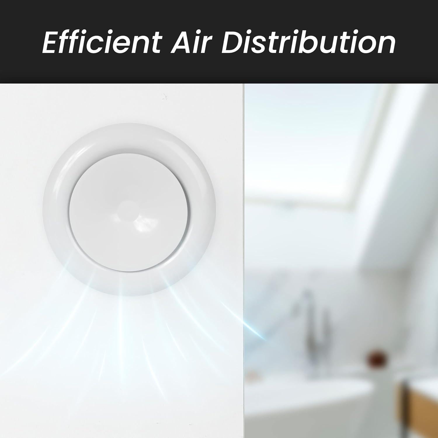 Repa Market ø4" Inch White Steel Air Supply Diffuser - Adjustable Valve for Optimal Airflow - Quiet Air Intake - Exhaust Ventilation - Round Ducting Terminations - Curved Opening - Classic Design