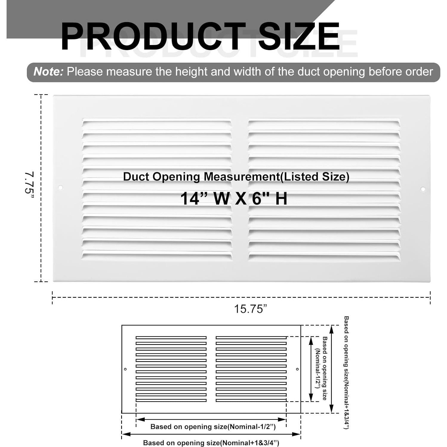 Cubiertas de Ventilación Pelopy 6 Pcs Metal Blanco 35.6x15.2 cm