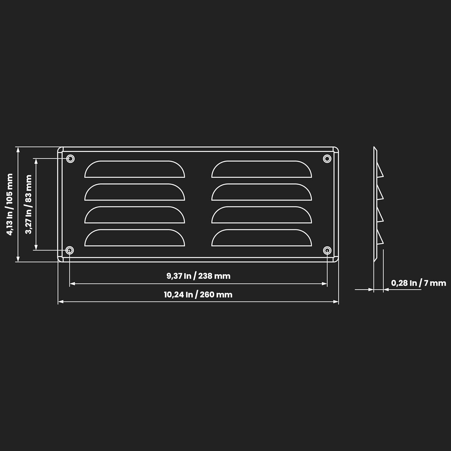 Repa Market 10" x 4" Inch (Outer Dimensions) Black Air Vent Cover - Steel Return Air Grilles - for Ceiling and Sidewall - HVAC - with Protection Screen (10.24" x 4.13" Inch)