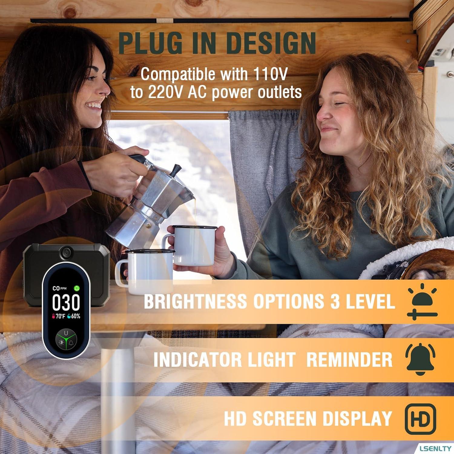 Detector de Monóxido de Carbono Enchufable LSENLTY 2 Piezas