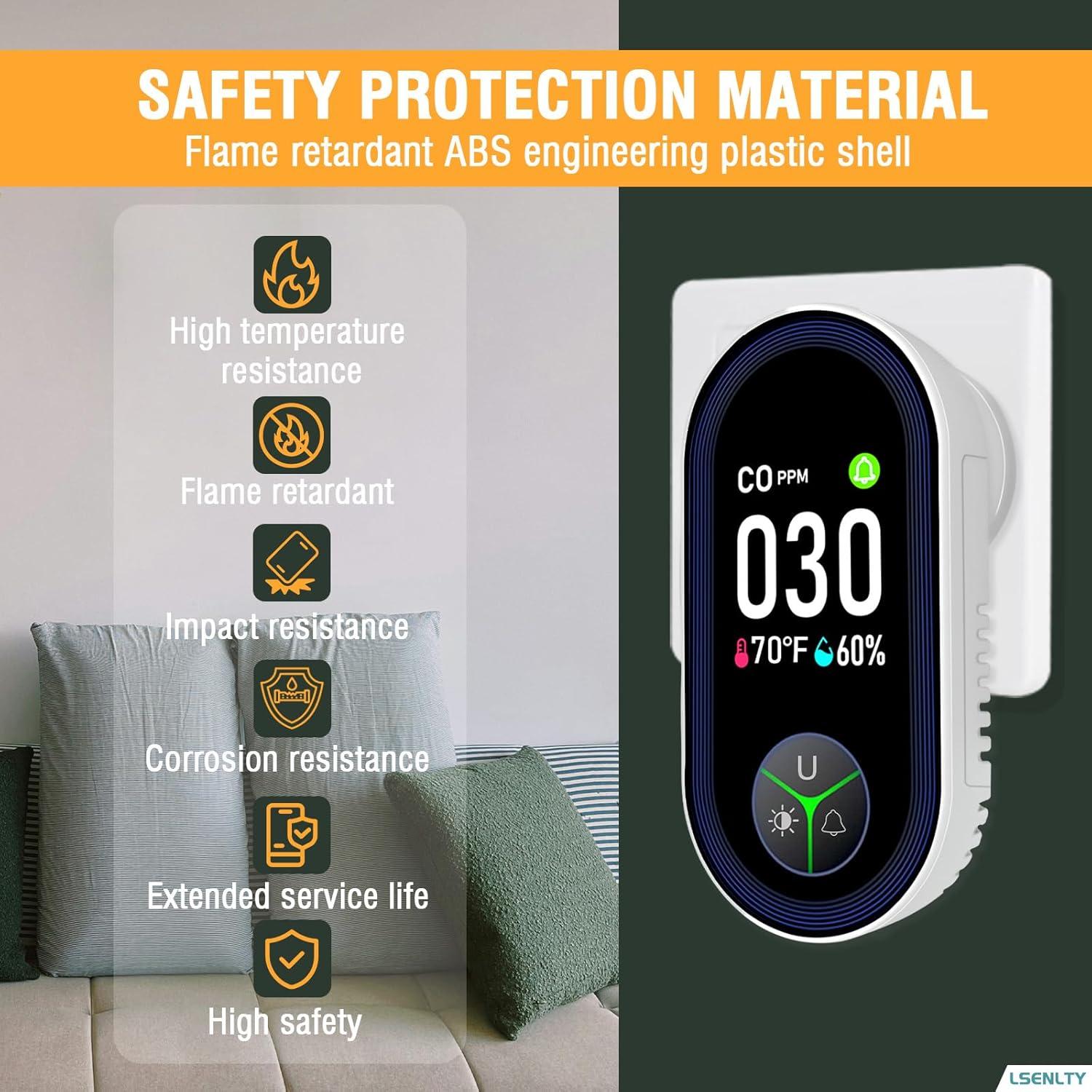 Detector de Monóxido de Carbono Enchufable LSENLTY 2 Piezas