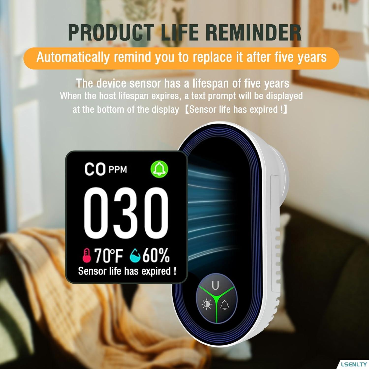 Detector de Monóxido de Carbono Enchufable LSENLTY 2 Piezas