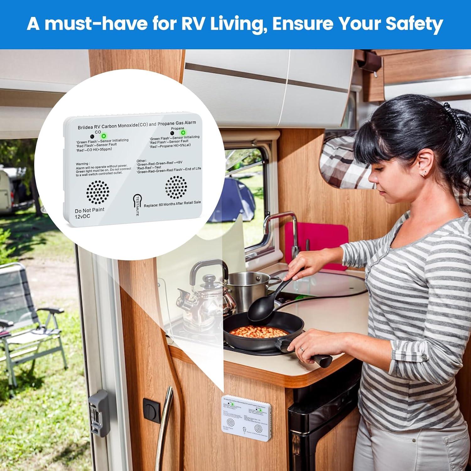 Alarma Dual de Monóxido de Carbono y Gas Propano Briidea 12V