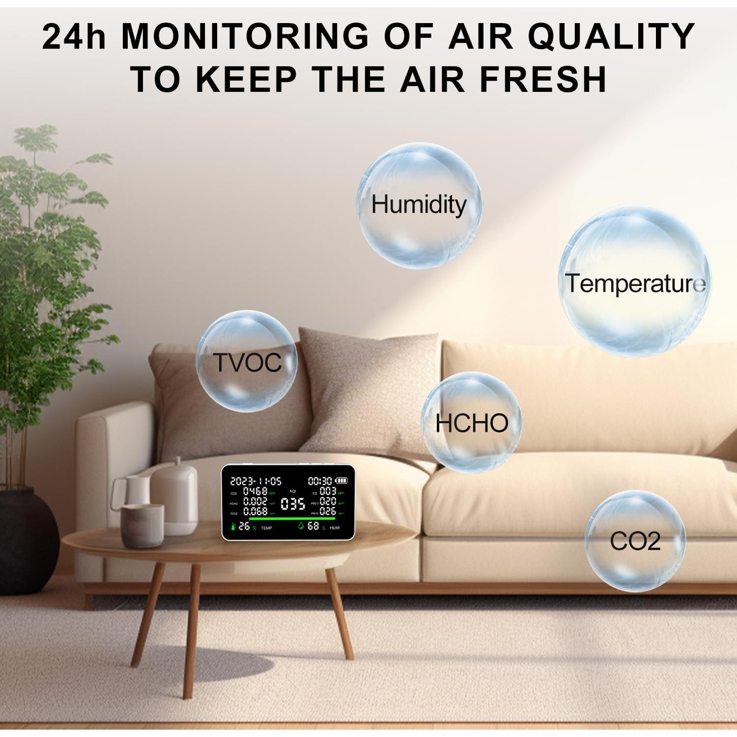 Monitor de Calidad del Aire MGNBDY AIR-11-1 11-en-1 Portátil
