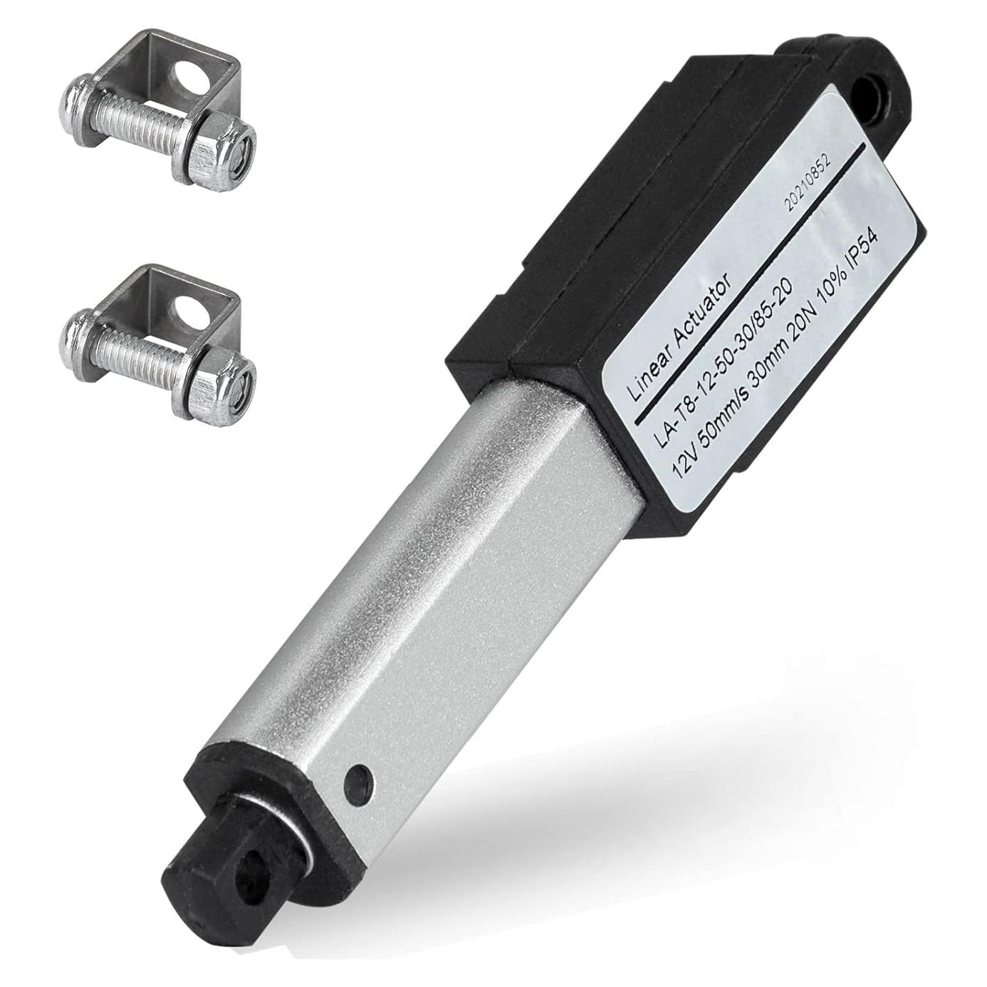 Actuador Lineal Eléctrico Mini DC 30mm 12V - 2.04kg 50mm/s