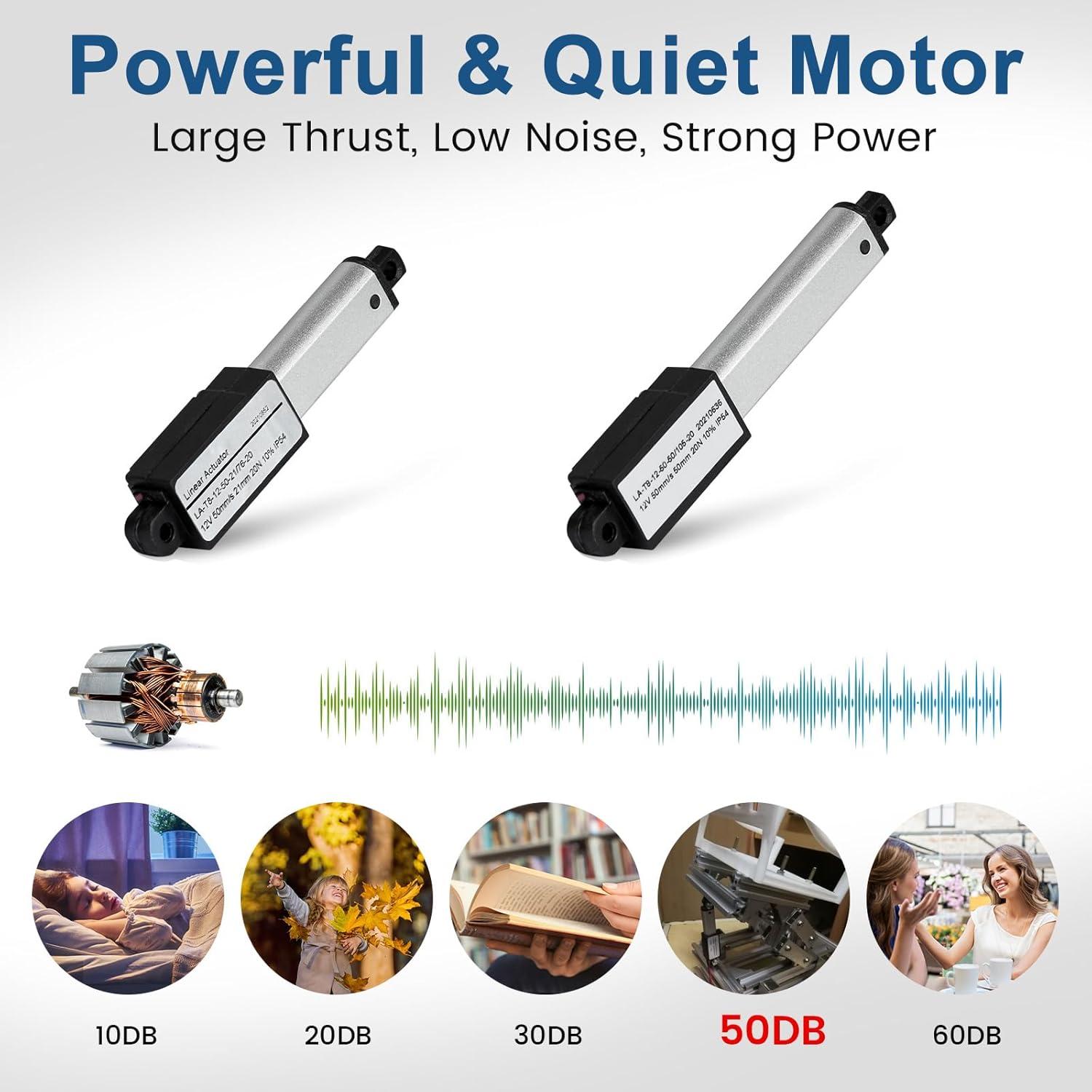 Actuador Lineal Eléctrico Mini DC 30mm 12V - 2.04kg 50mm/s