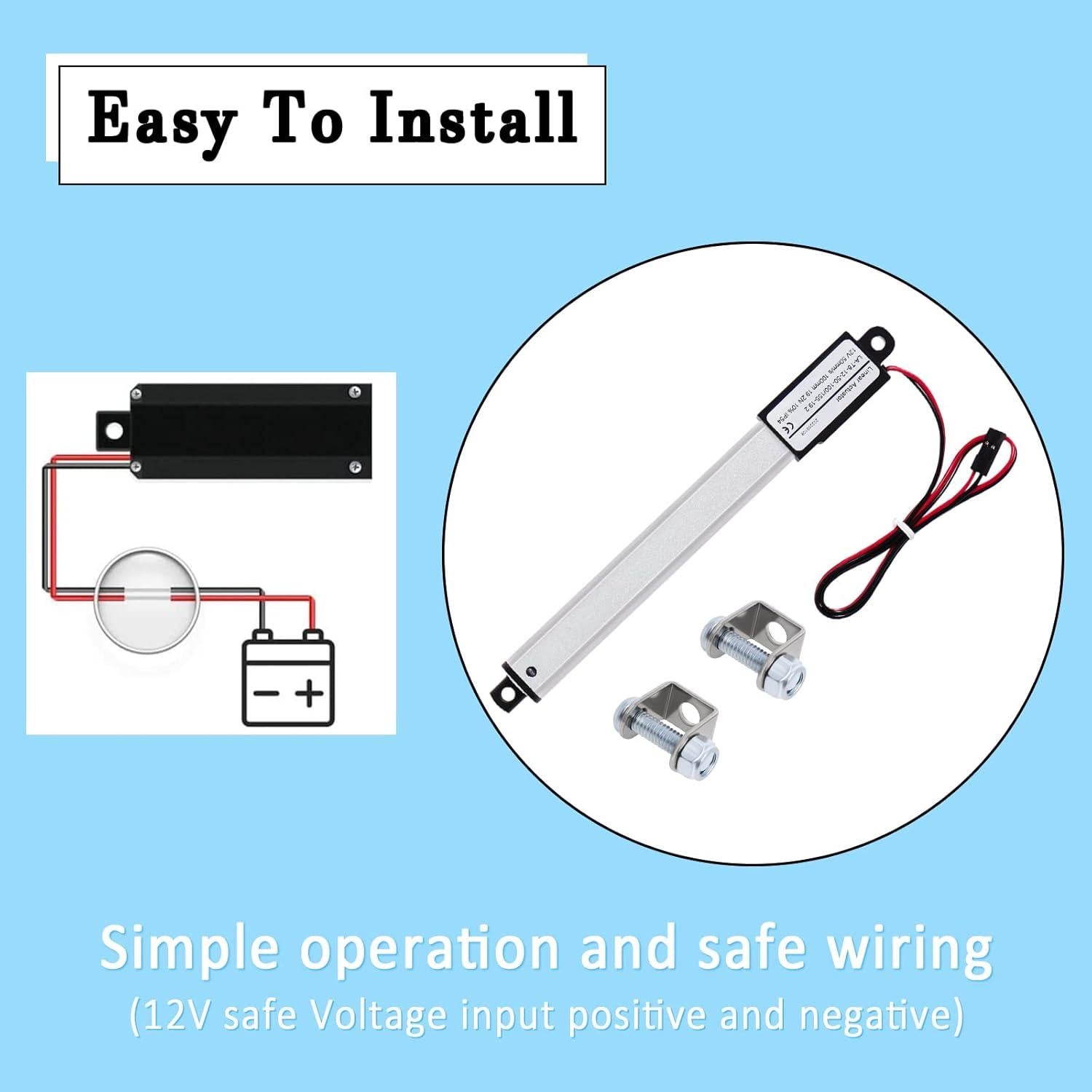 Mini Actuador Lineal Eléctrico 100mm 12V Poweka - 19.2N