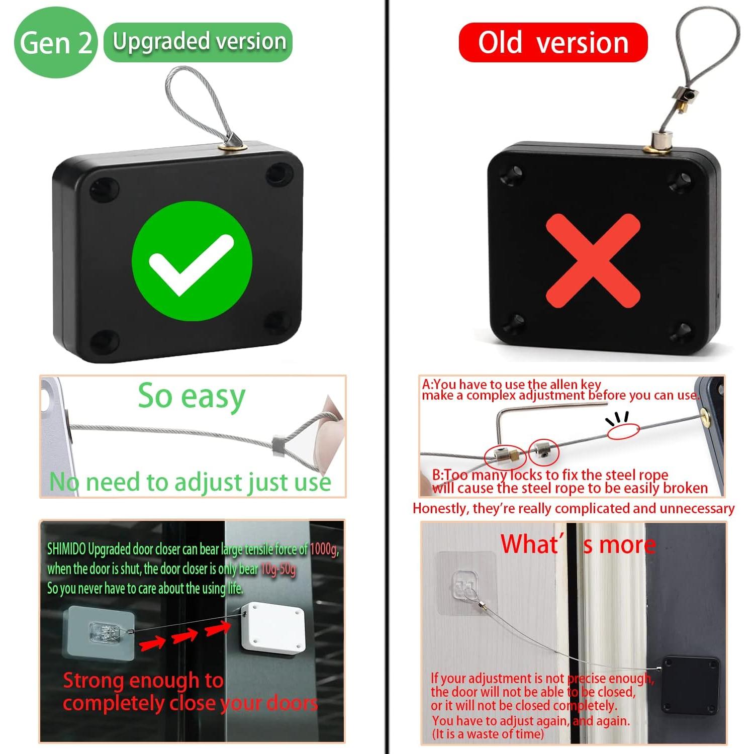 Cierre Automático de Puerta SHIMIDO 1000g Mejorado 2 Paquete Negro