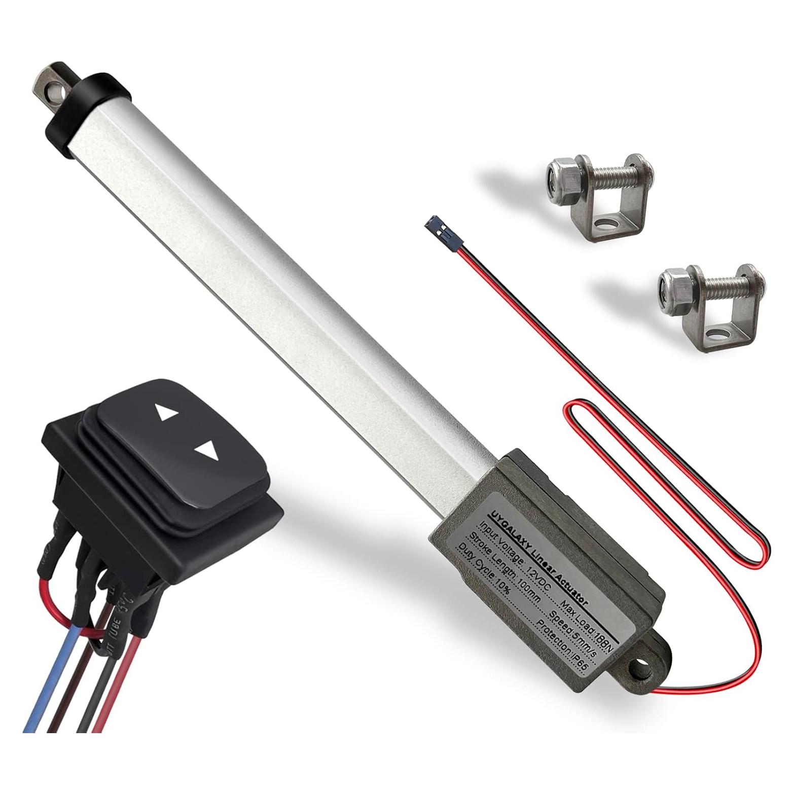 Actuador Lineal Micro UYGALAXY 12V 188N 100mm con Interruptor