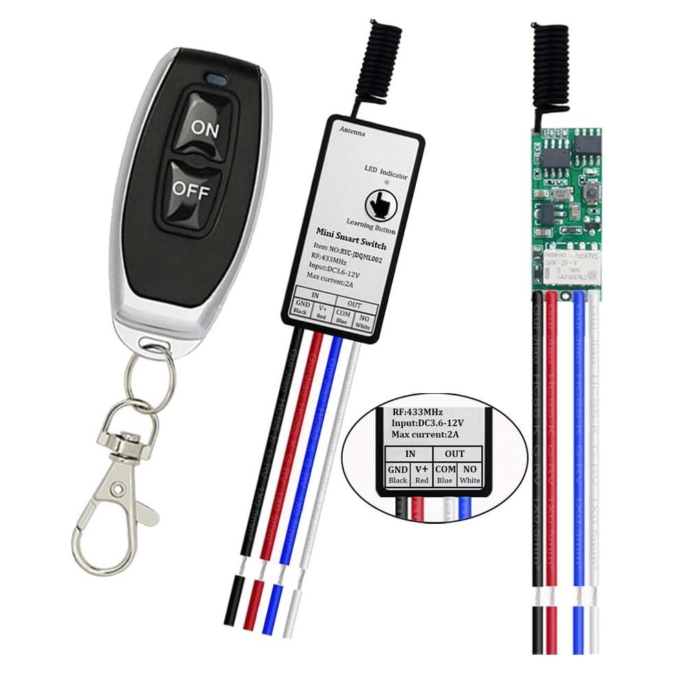 Control Remoto Inalámbrico Qiulaofu 433MHz 12V Interruptor