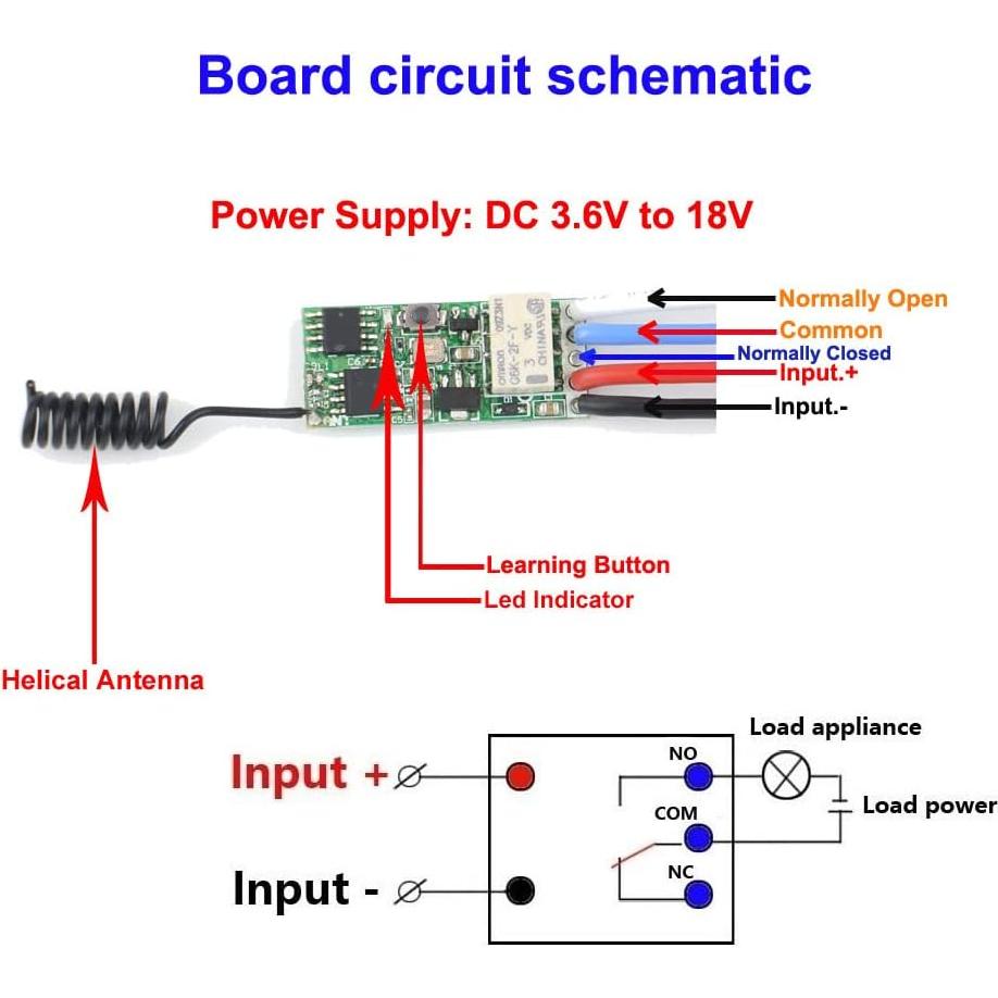 Control Remoto Inalámbrico Qiulaofu 433MHz 12V Interruptor